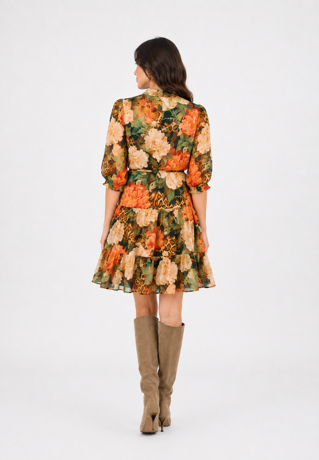 LEOPARD PEONY SELMA SHORT DRESS