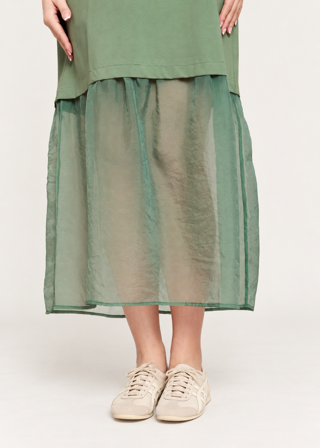 Sheer Hem Relaxed Midi Dress