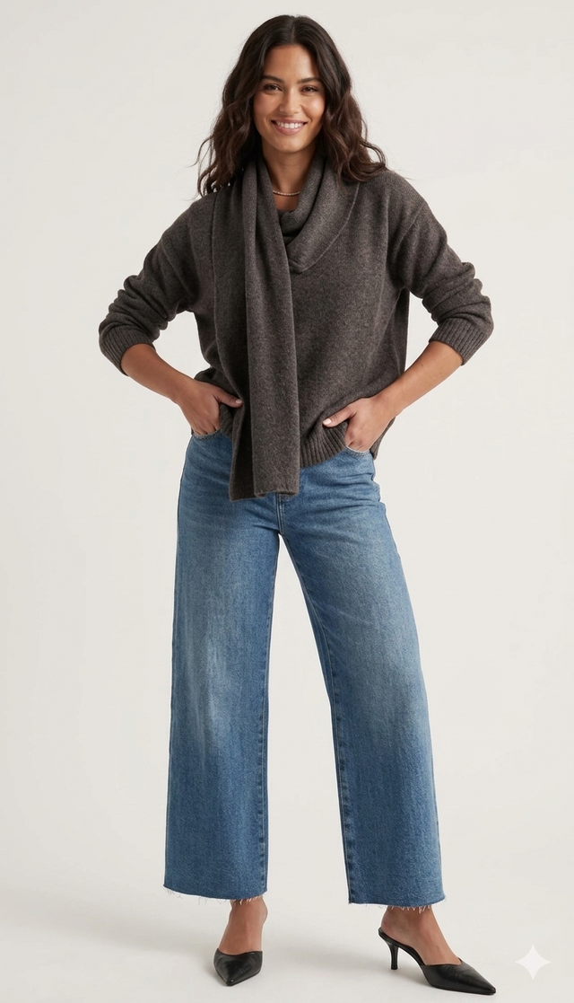SCARF KNIT JUMPER