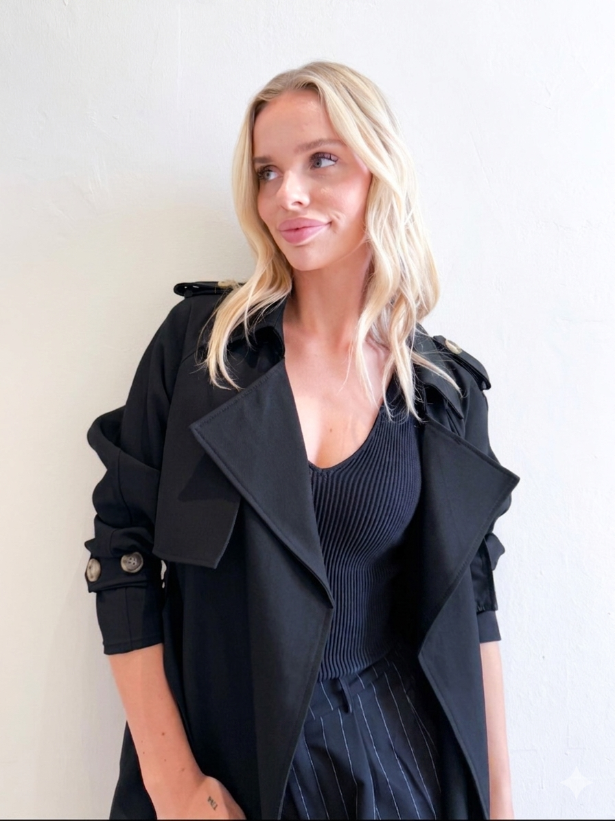 LIGHTWEIGHT TRENCH - BLACK