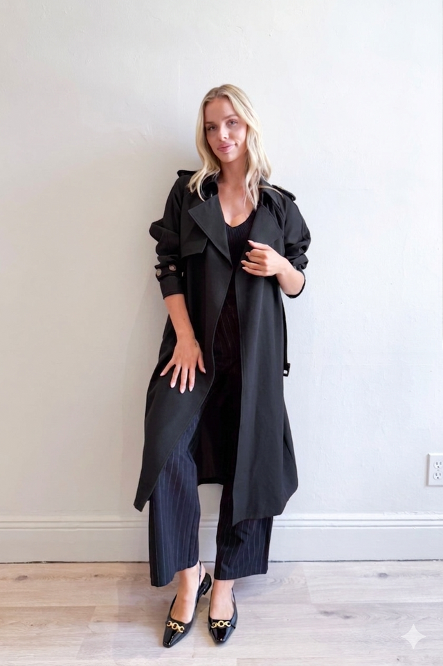 LIGHTWEIGHT TRENCH - BLACK