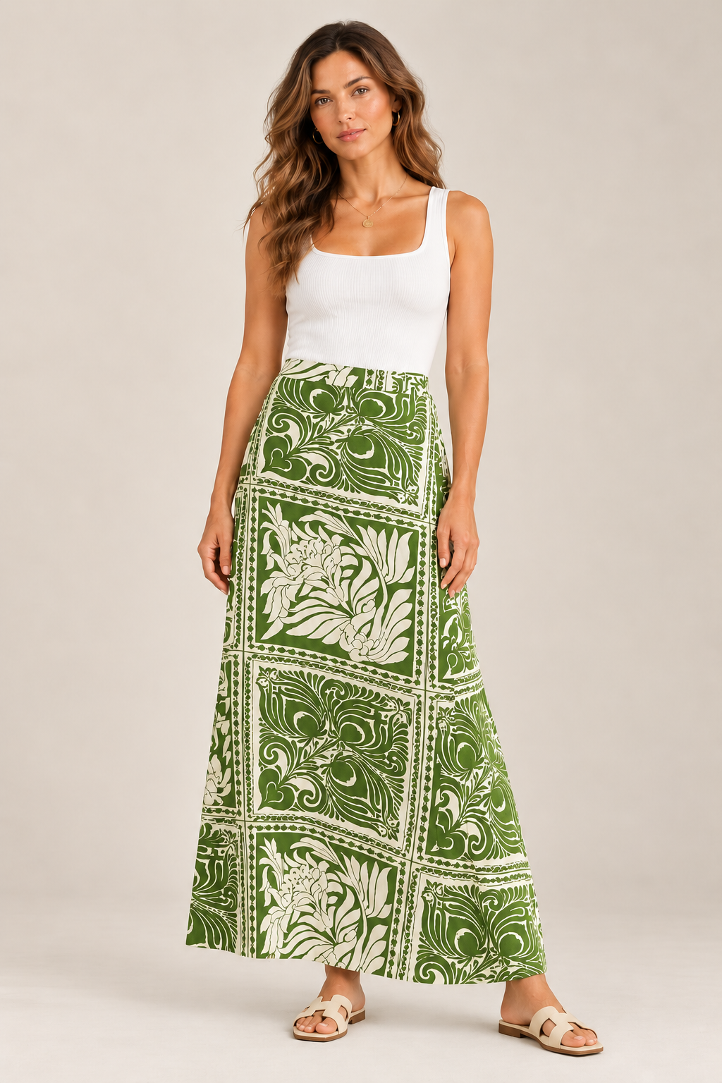 Botanical Print Maxi Skirt