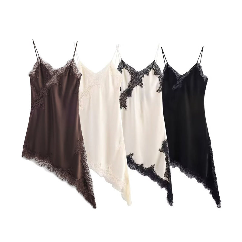 SATIN LACE ASYM LONG TOP