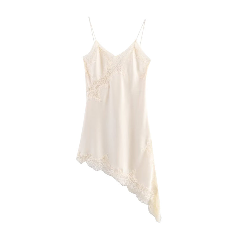 SATIN LACE ASYM LONG TOP