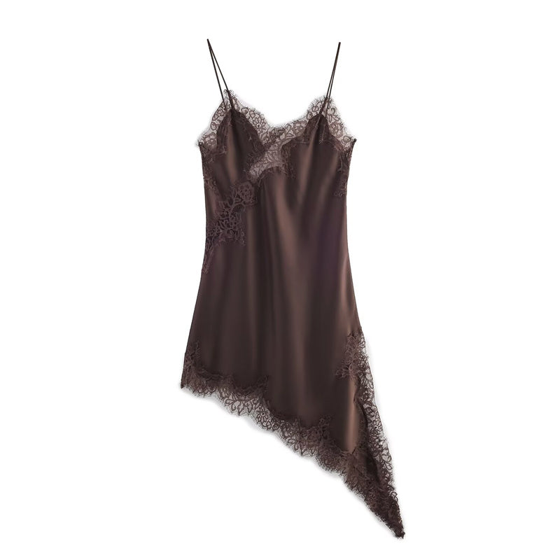 SATIN LACE ASYM LONG TOP