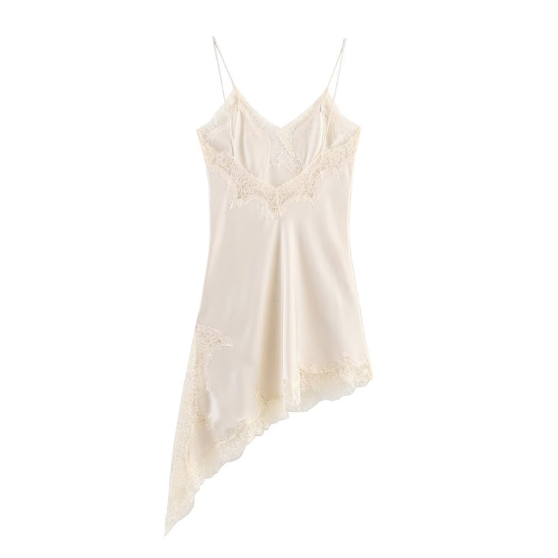 SATIN LACE ASYM LONG TOP