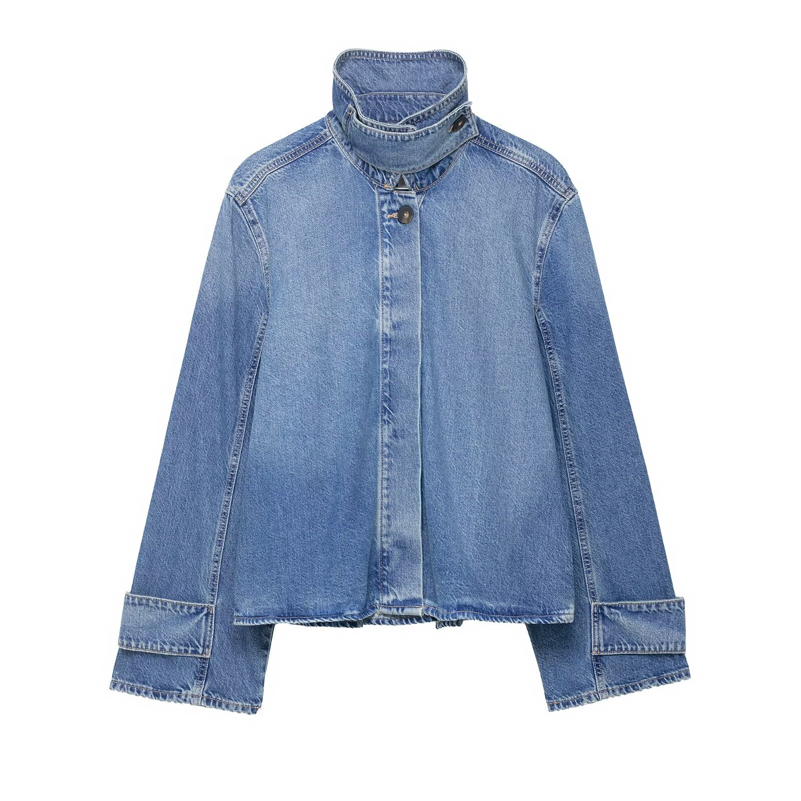 FUNNEL NECK DENIM JACKET