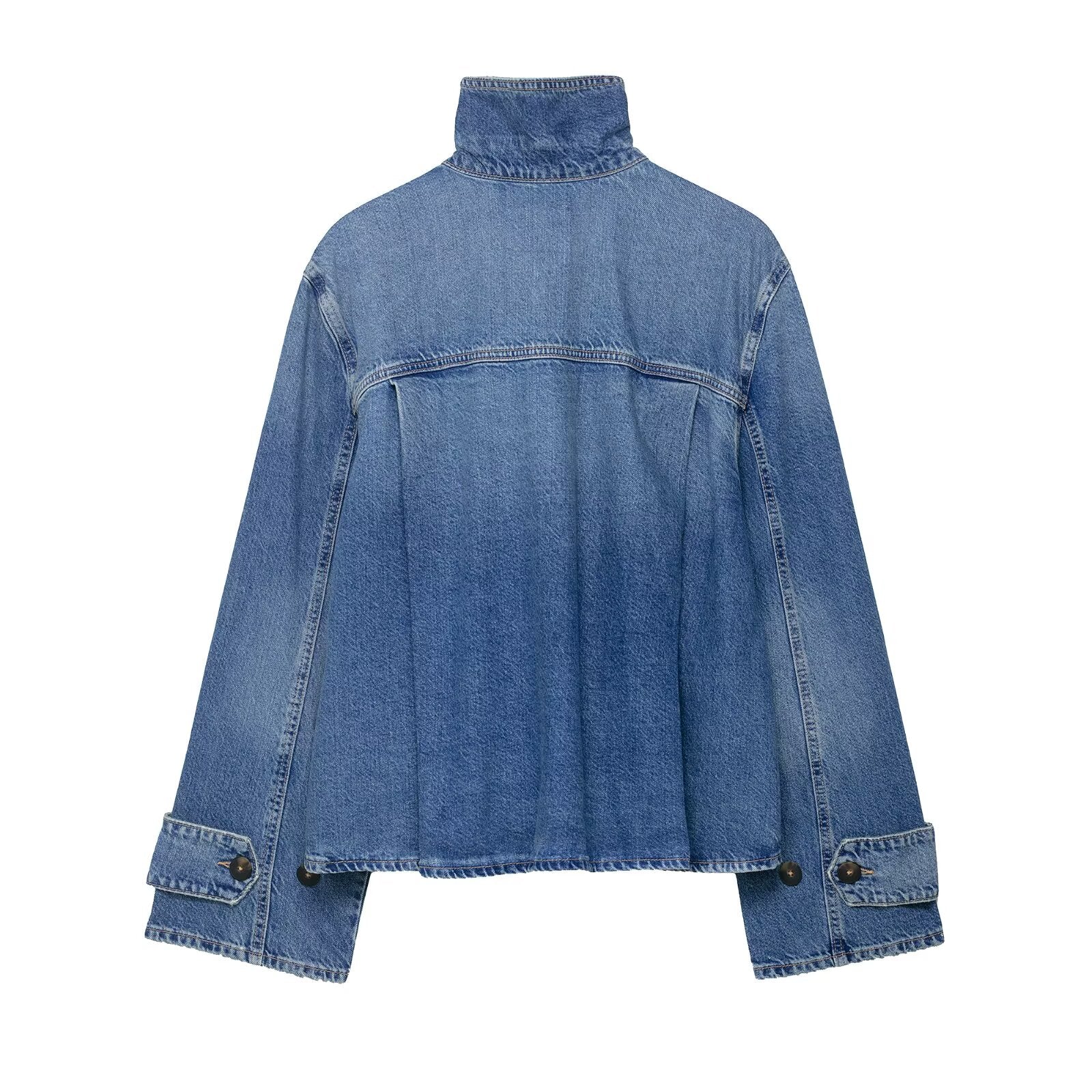 FUNNEL NECK DENIM JACKET