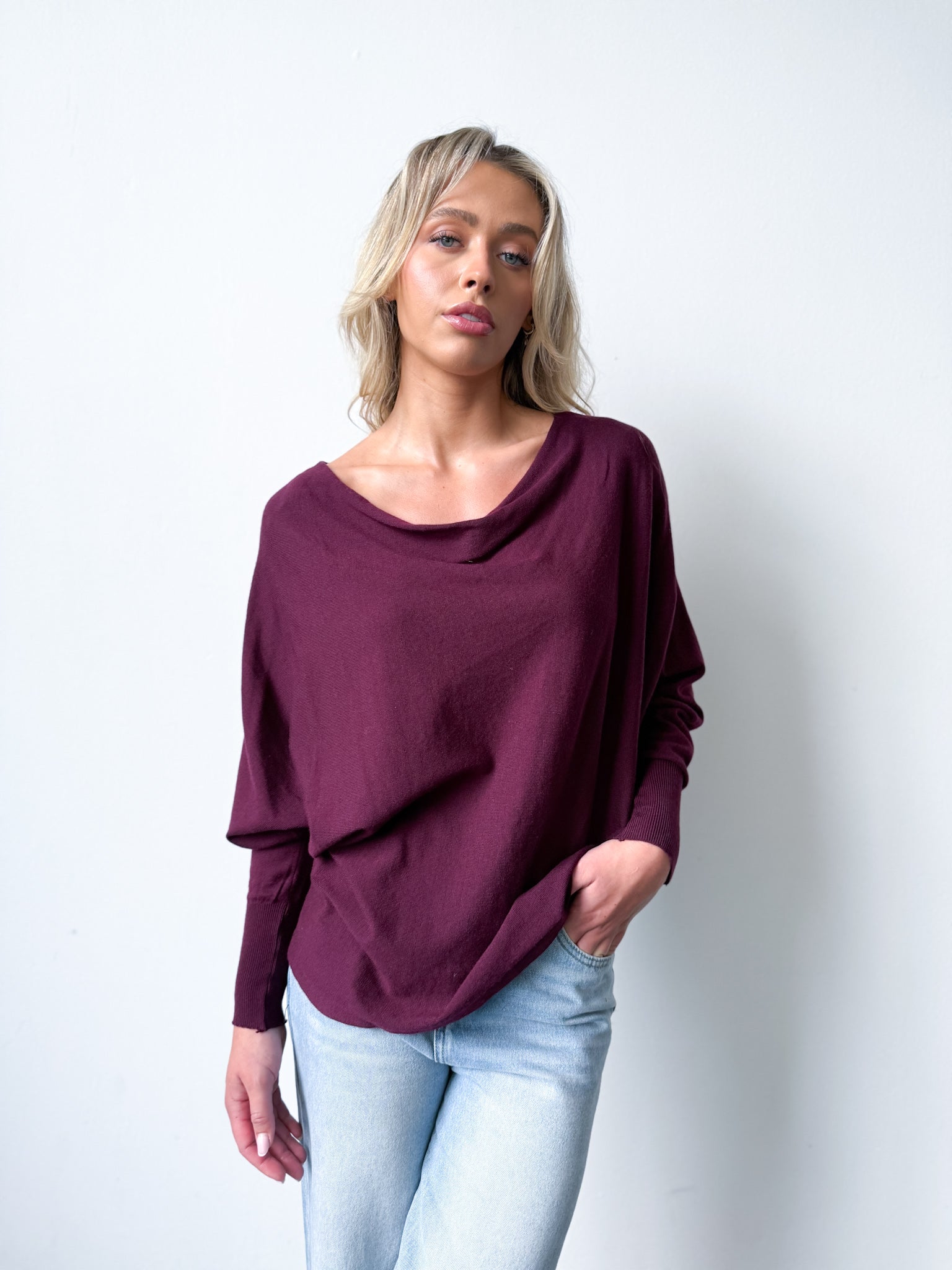 COWL NECK KNIT TOP