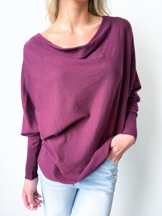 COWL NECK KNIT TOP