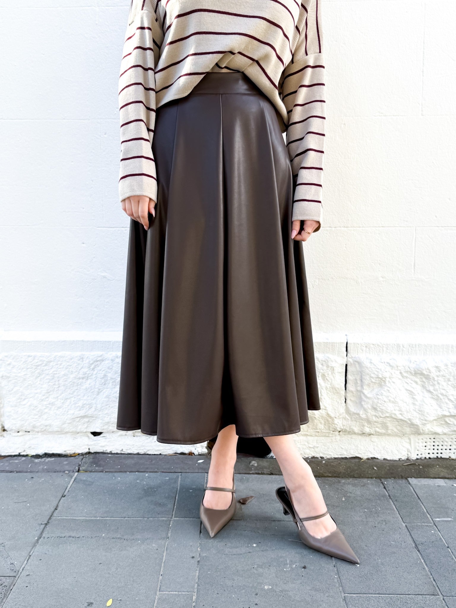 PLEATHER PLEATED SKIRT