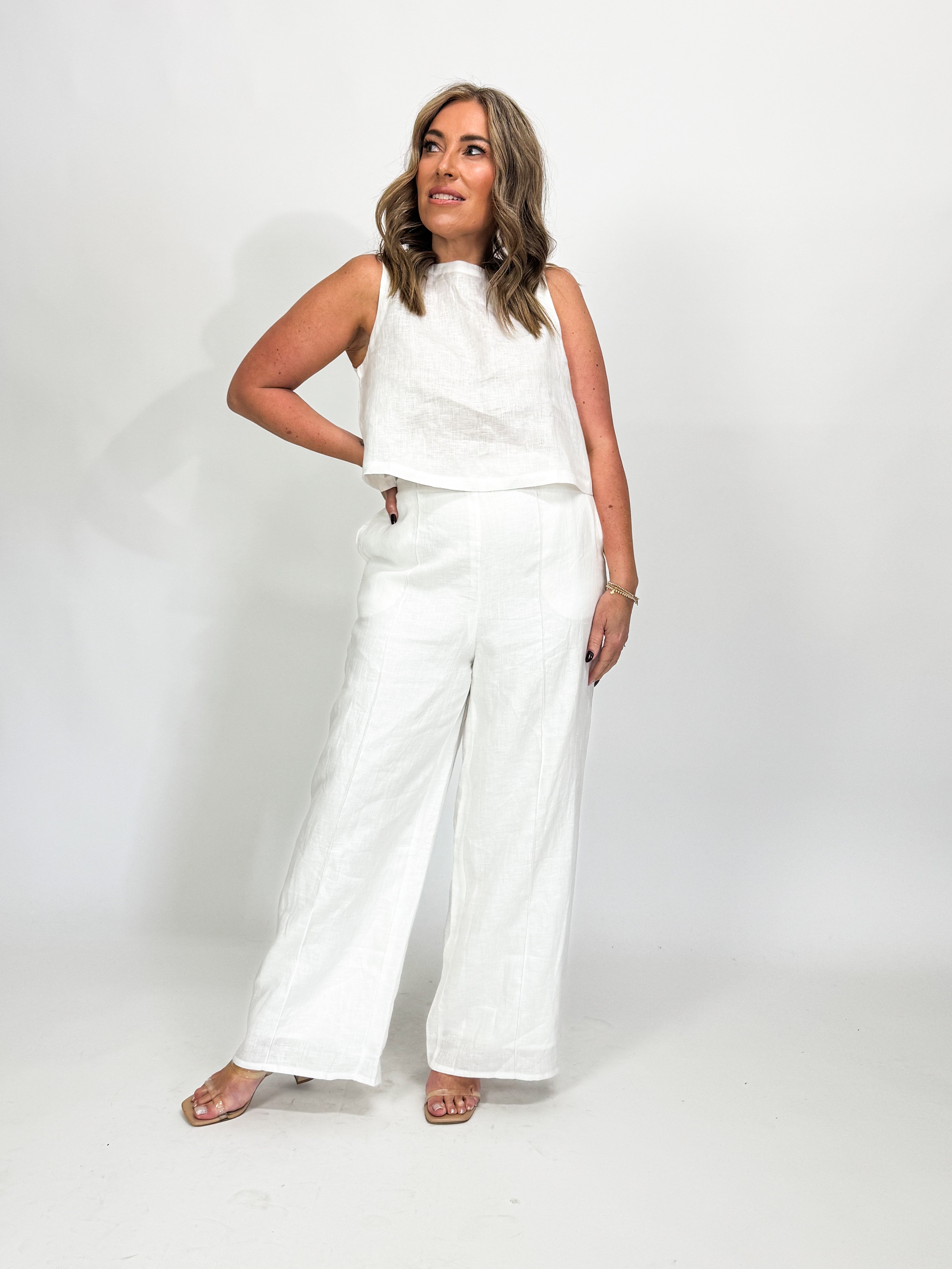 PINTUCK LINEN PANTS