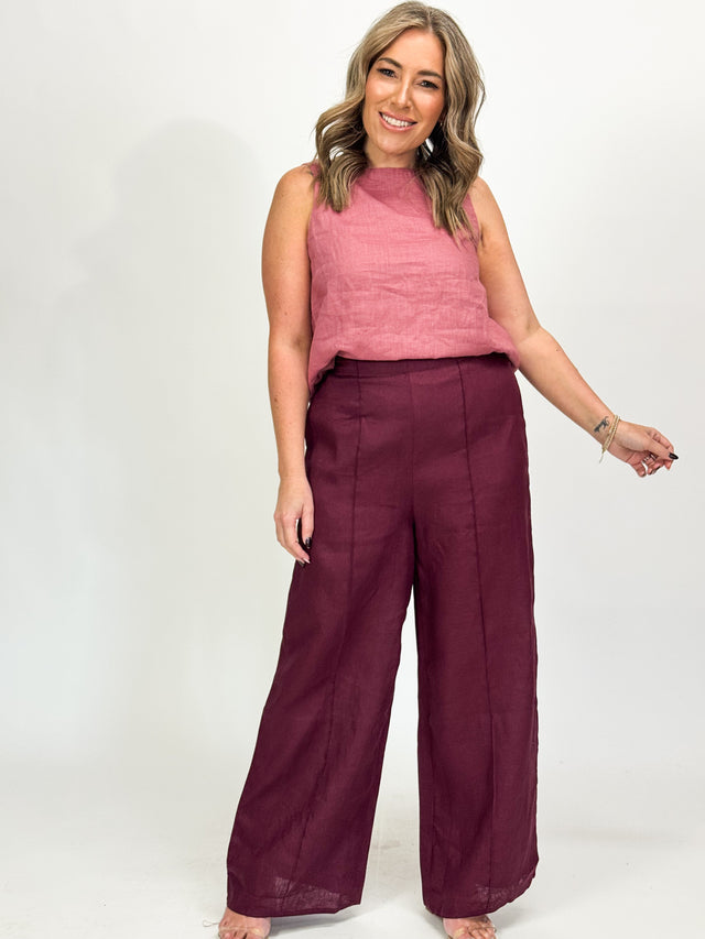 PINTUCK LINEN PANTS