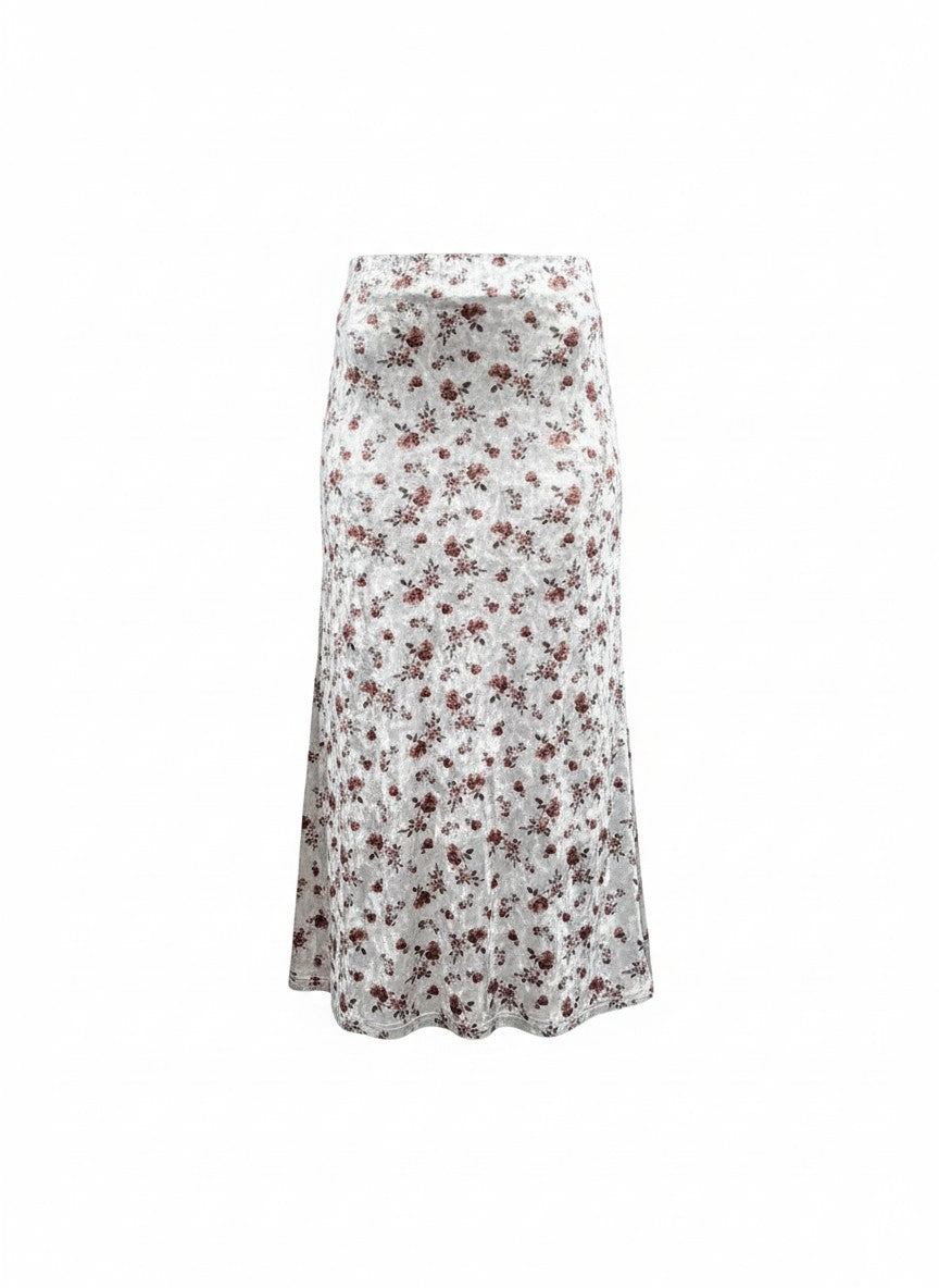 VELVET FLORAL SKIRT