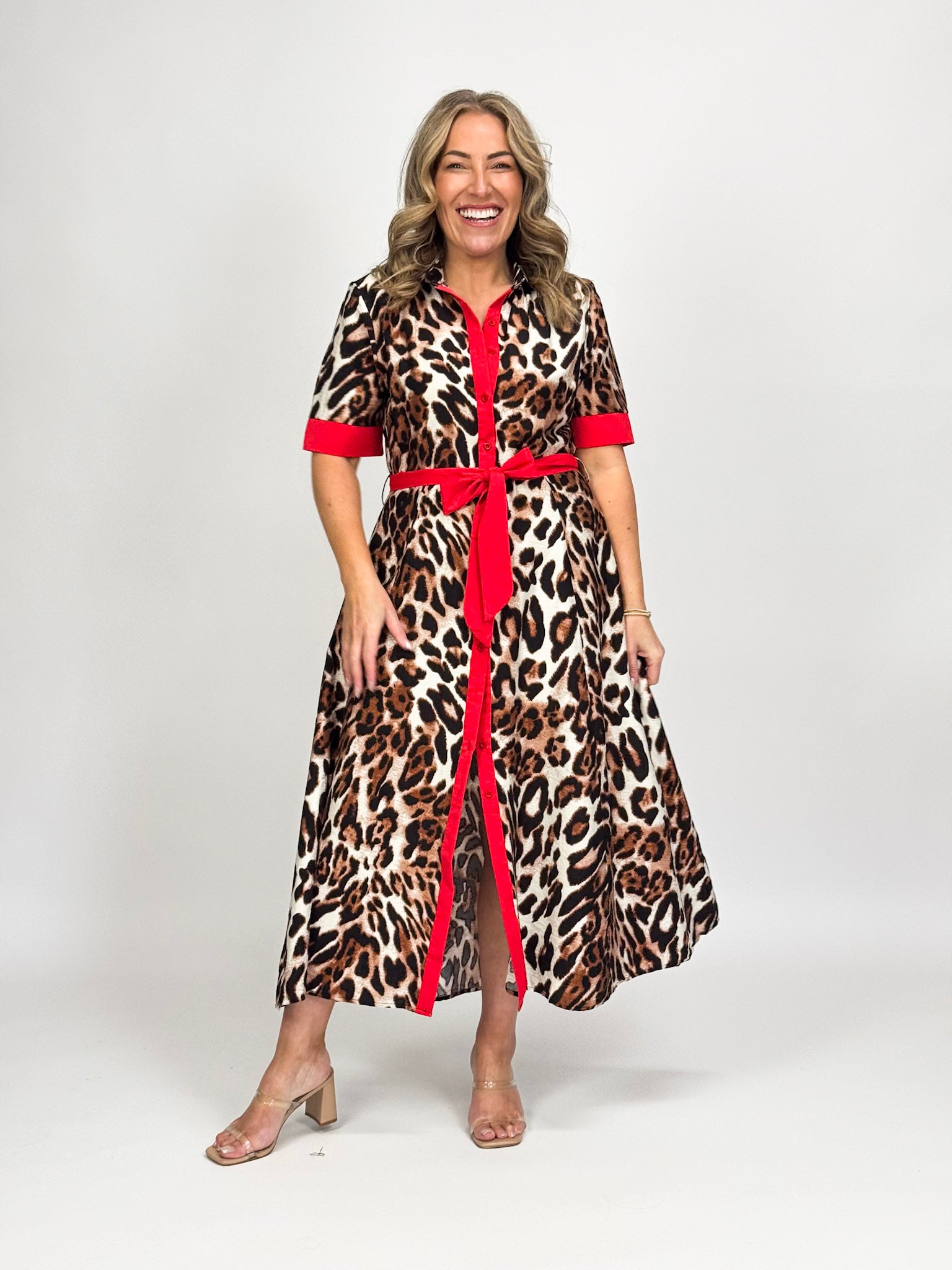 ANIMAL CONTRAST SHIRT DRESS