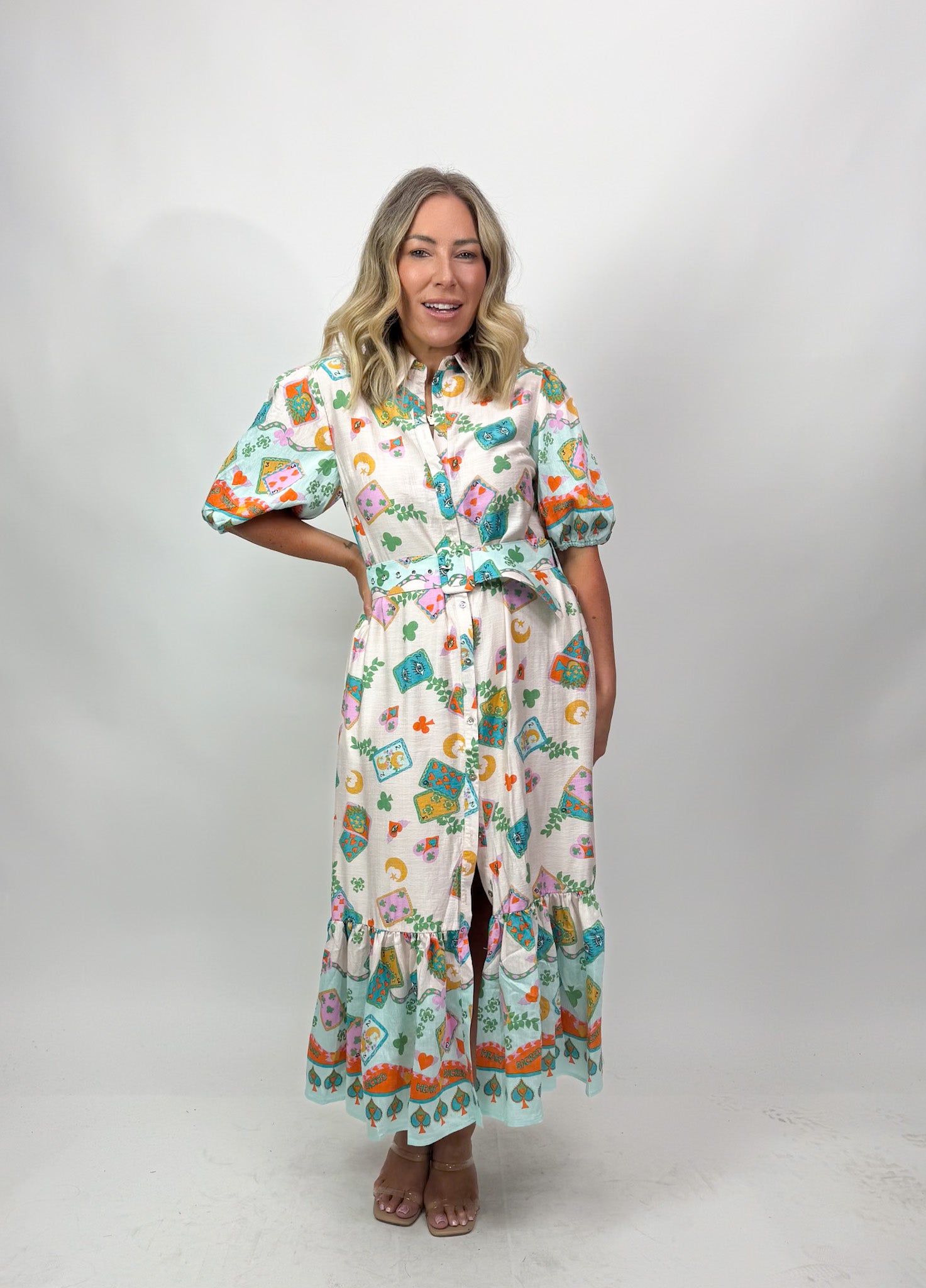 SACRED HEART BELTED DRESS