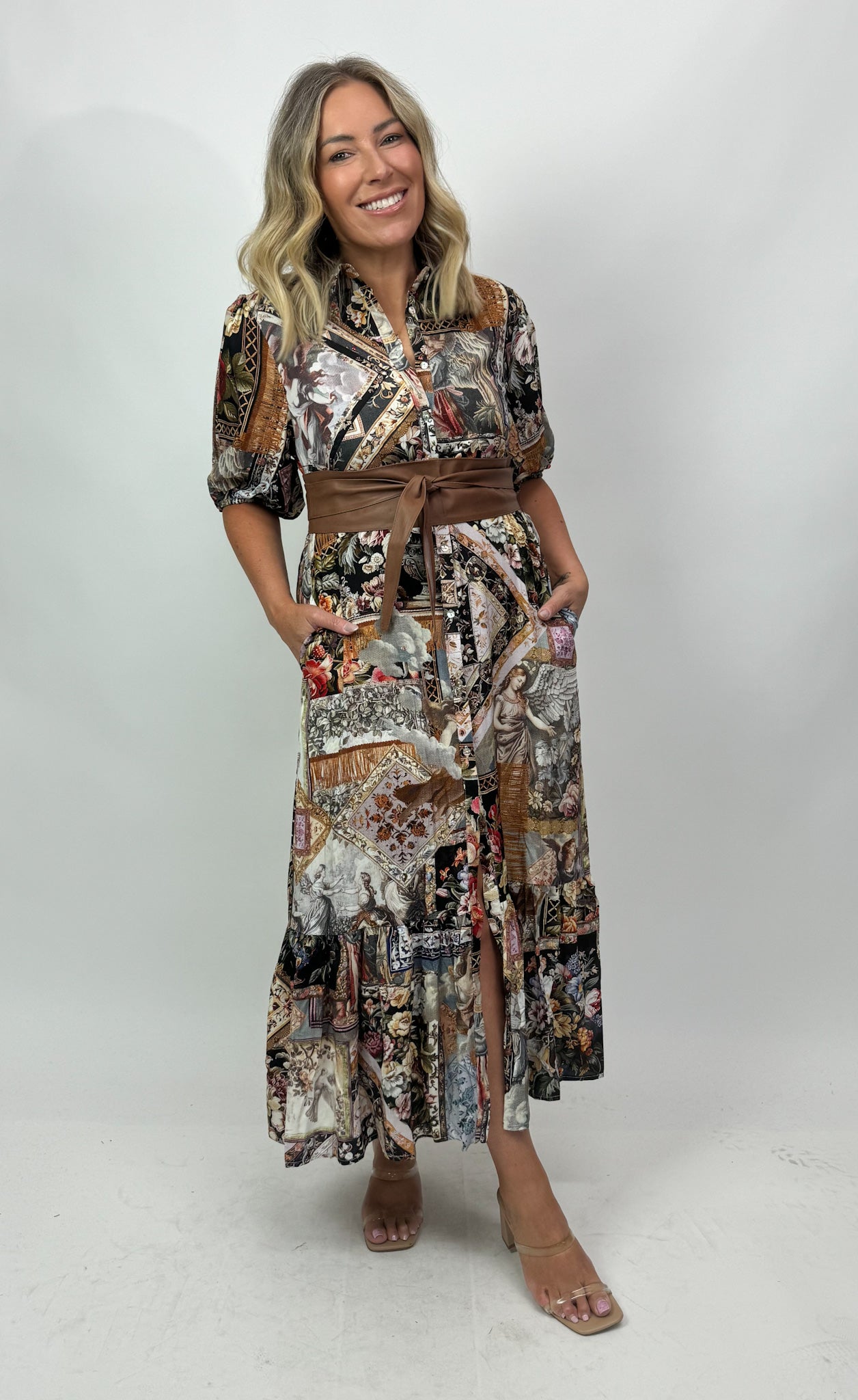 VATICAN ROMANCE BELTED DRESS