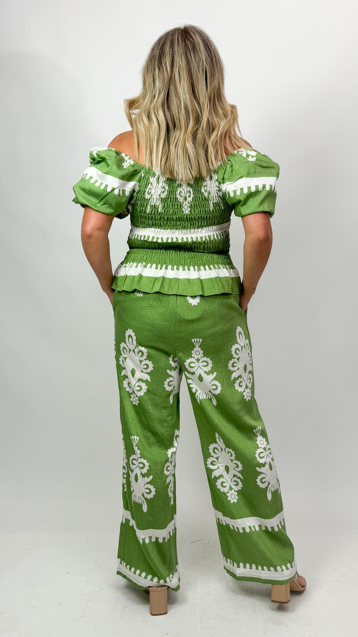 CELESTE PRINT SHIRRED TOP