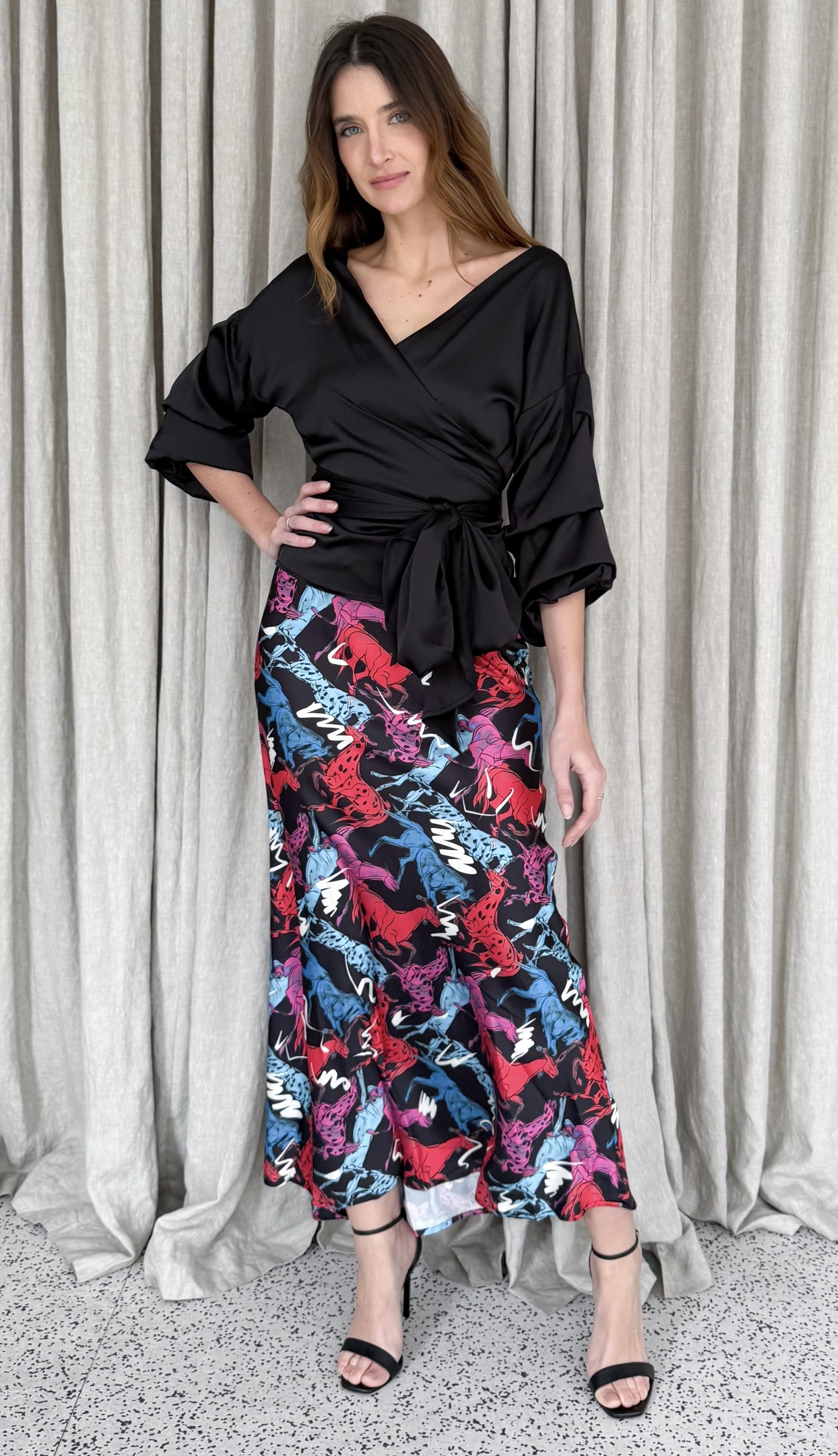 MAXINE SATIN WRAP SHIRT