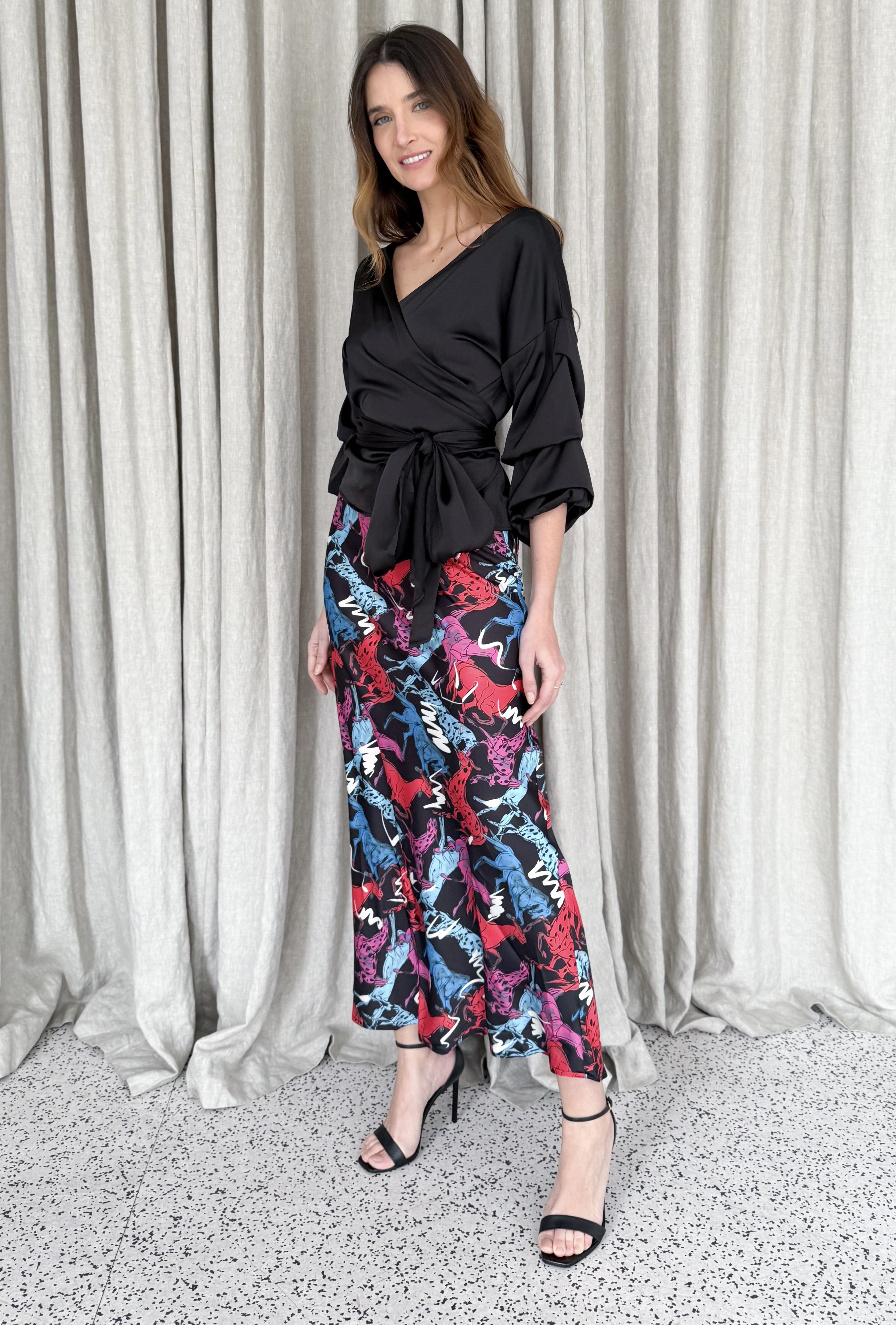 MAXINE SATIN WRAP SHIRT