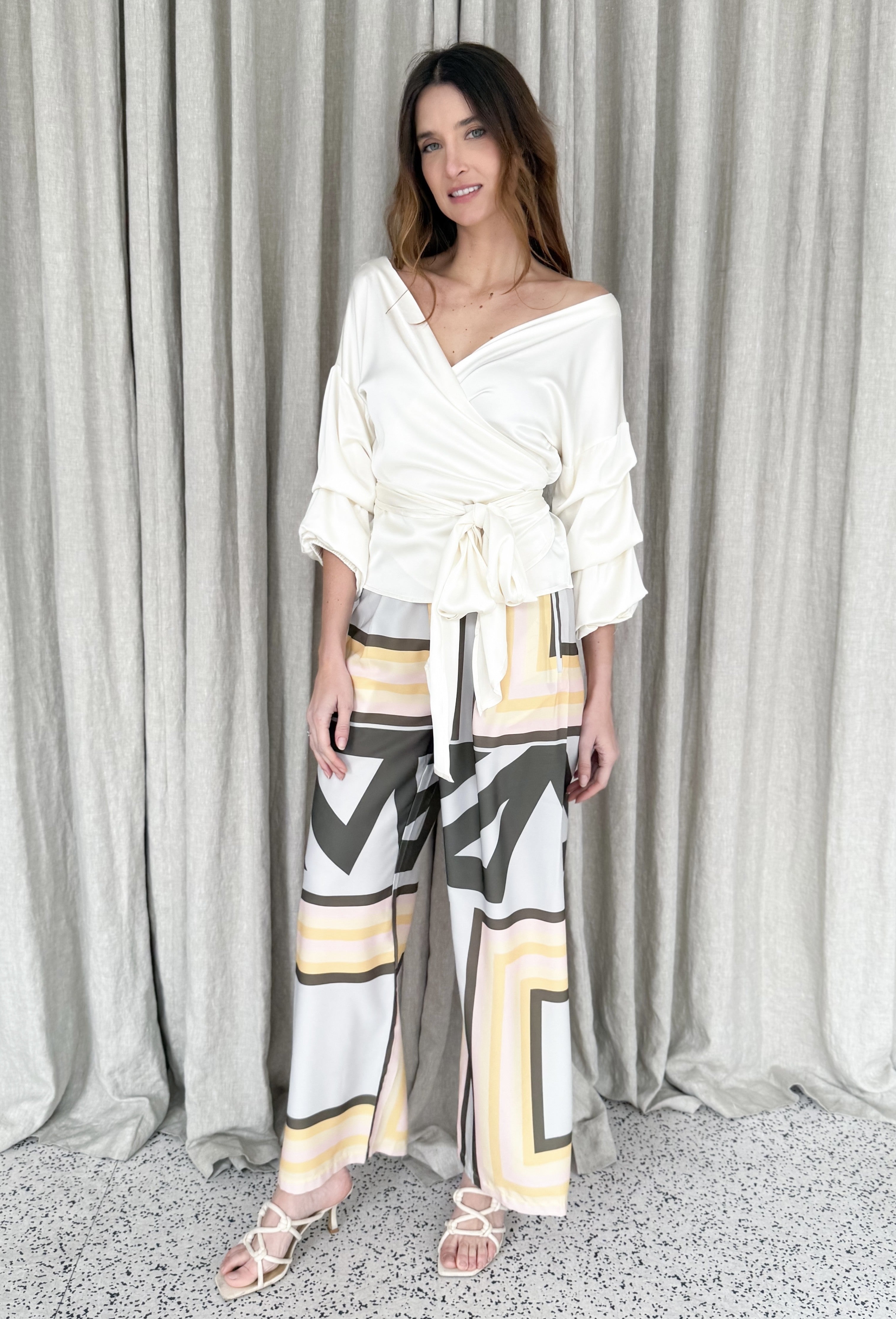 MAXINE SATIN WRAP SHIRT