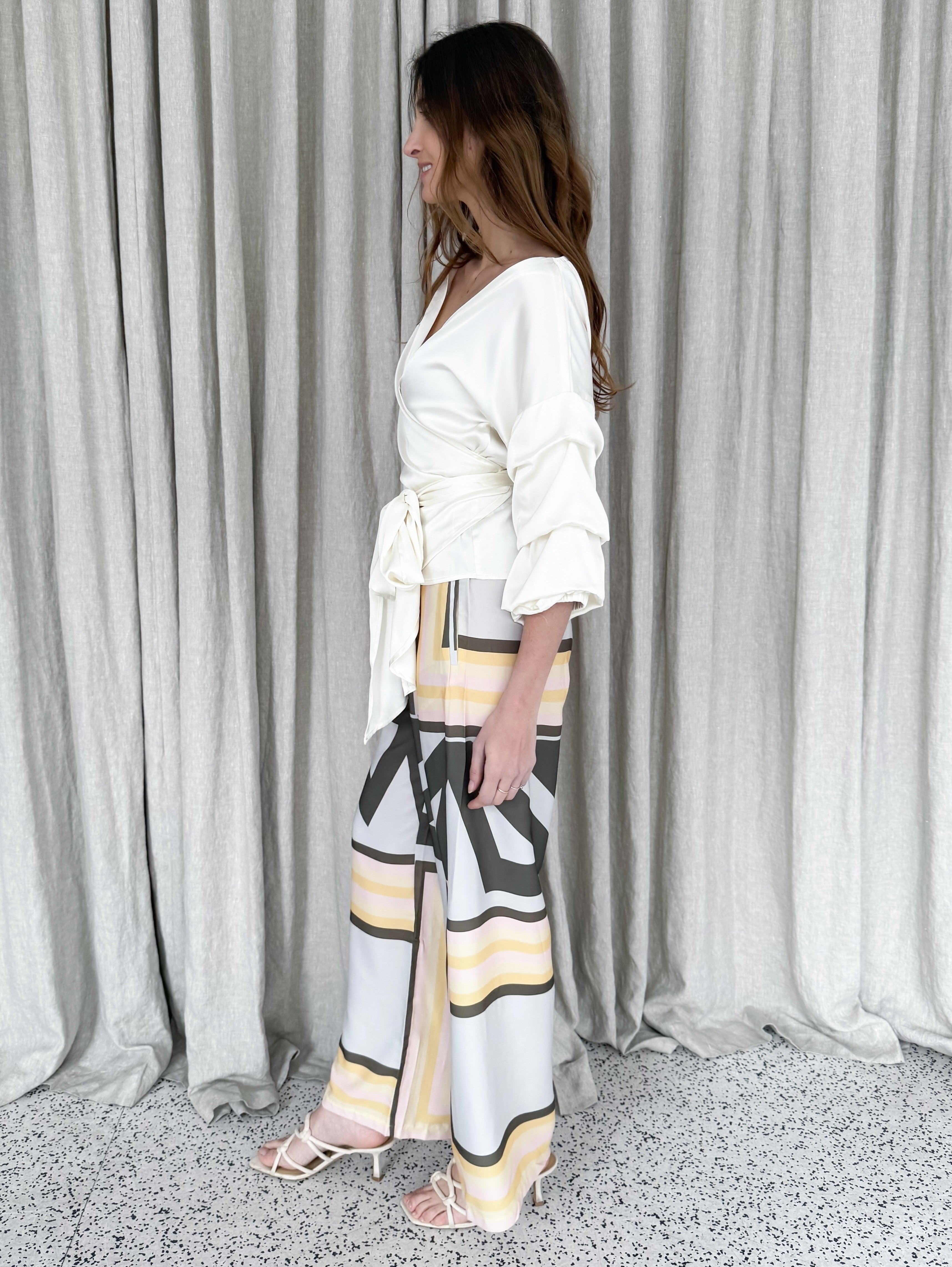 MAXINE SATIN WRAP SHIRT