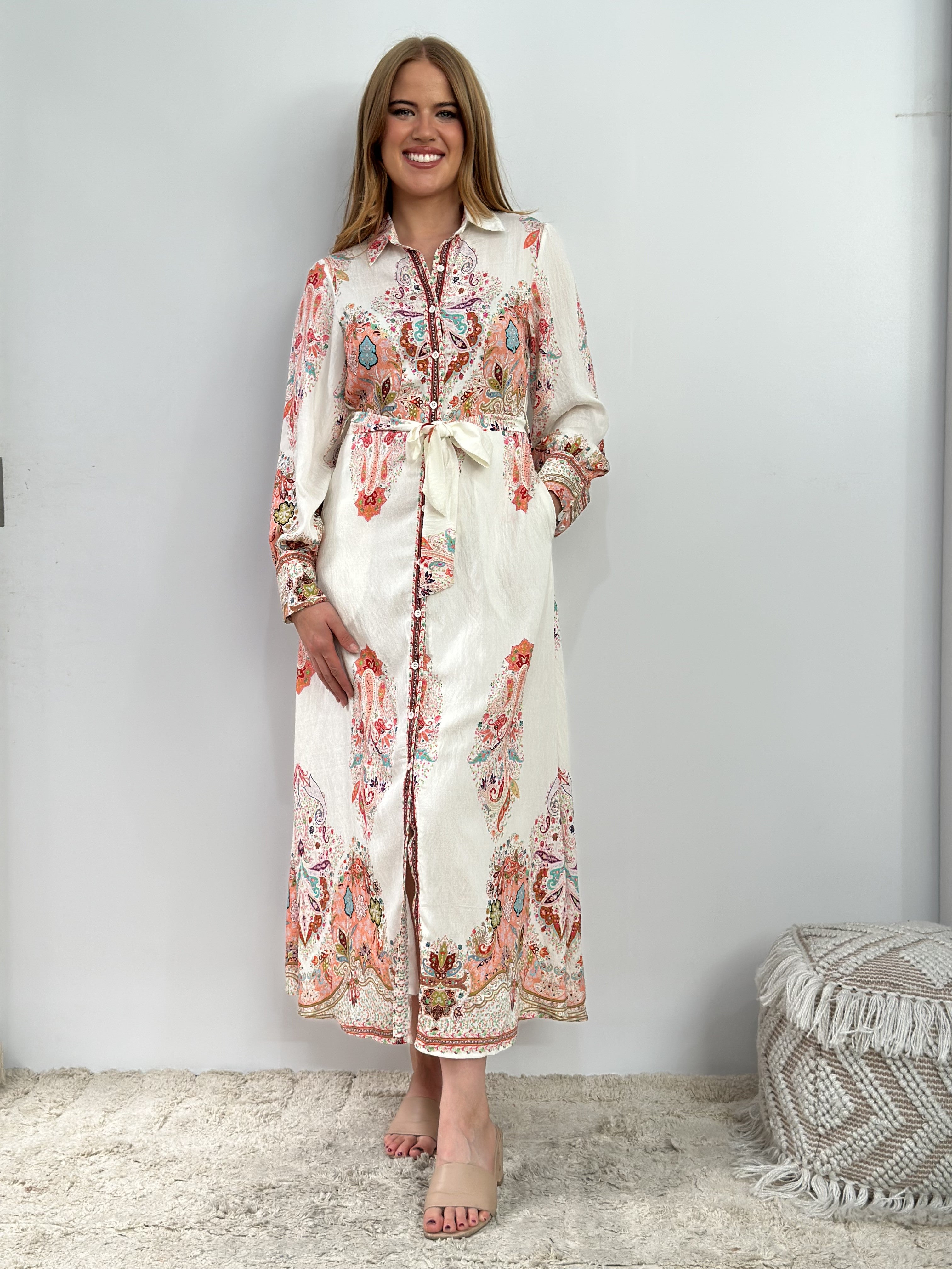 OASIS LS SHIRT DRESS - WHITE