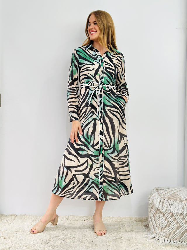 RORY ANIMAL PRINT SHIRT DRESS