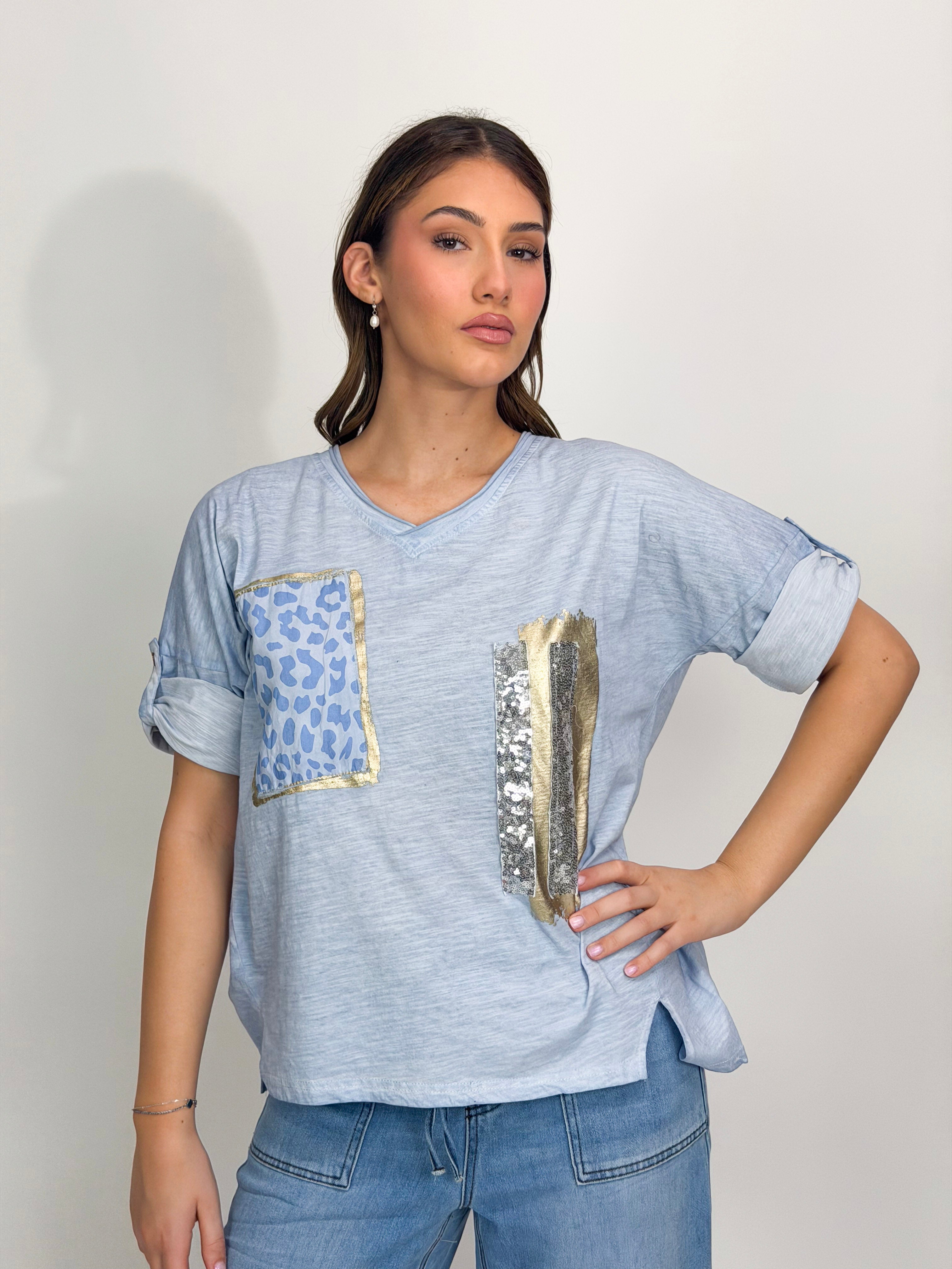 lLEO METALIC MOTIF TEE