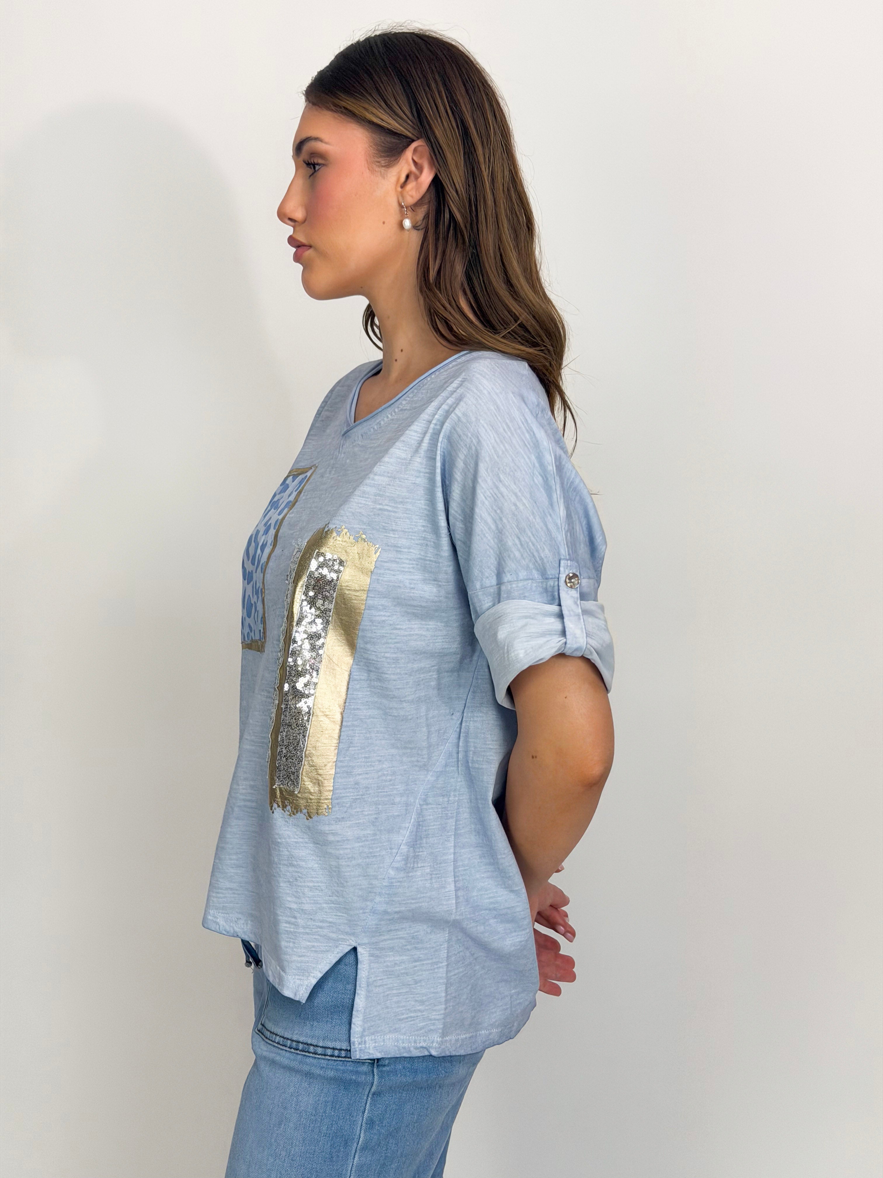 lLEO METALIC MOTIF TEE