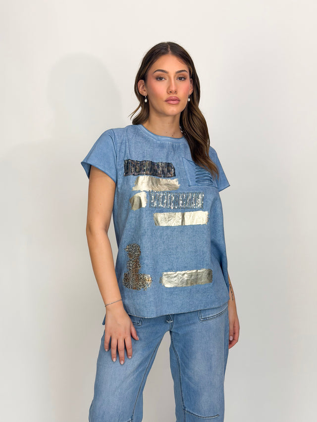 METALIC STROKES TEE