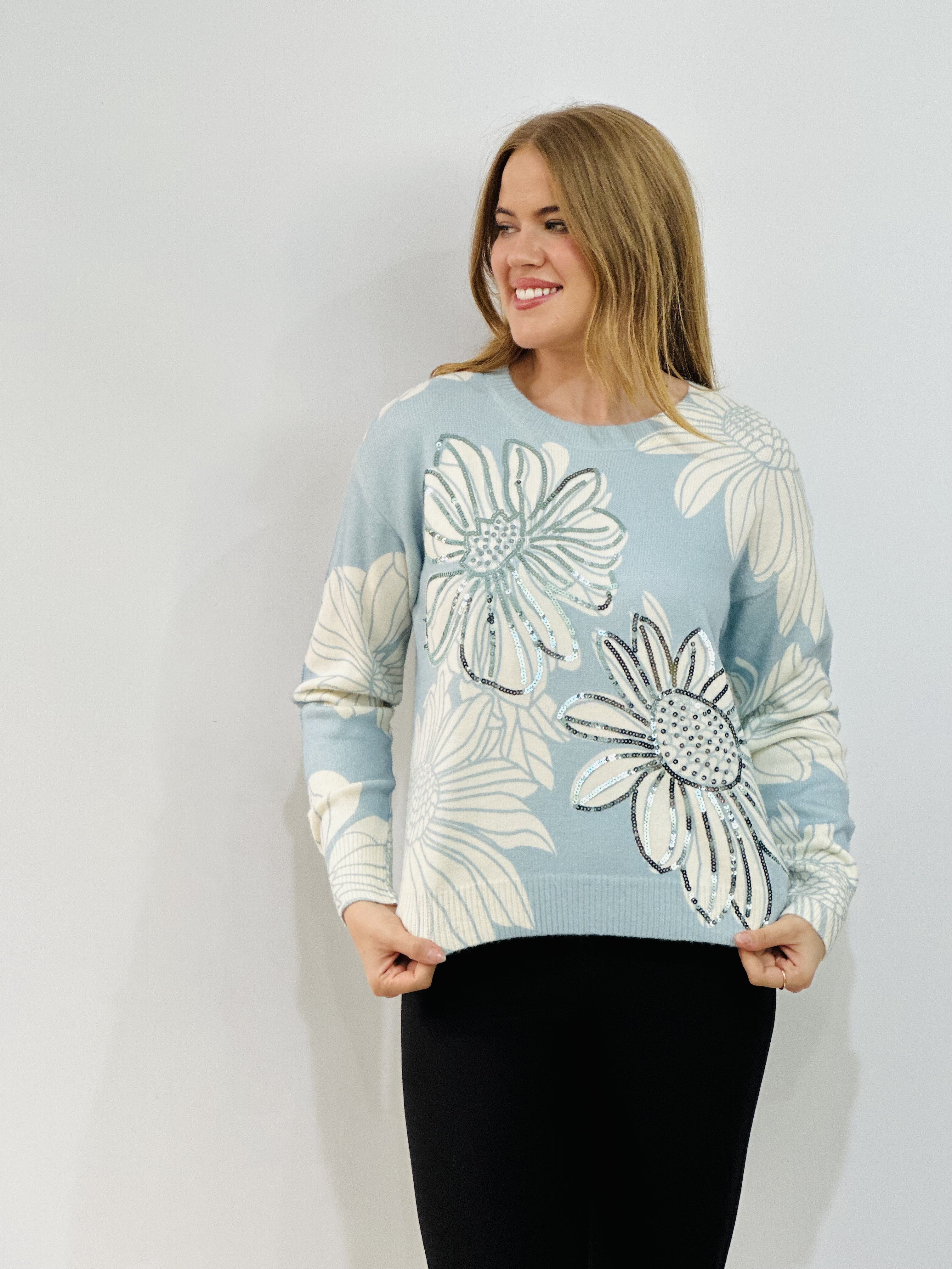 SEQUIN FLOWER KNIT