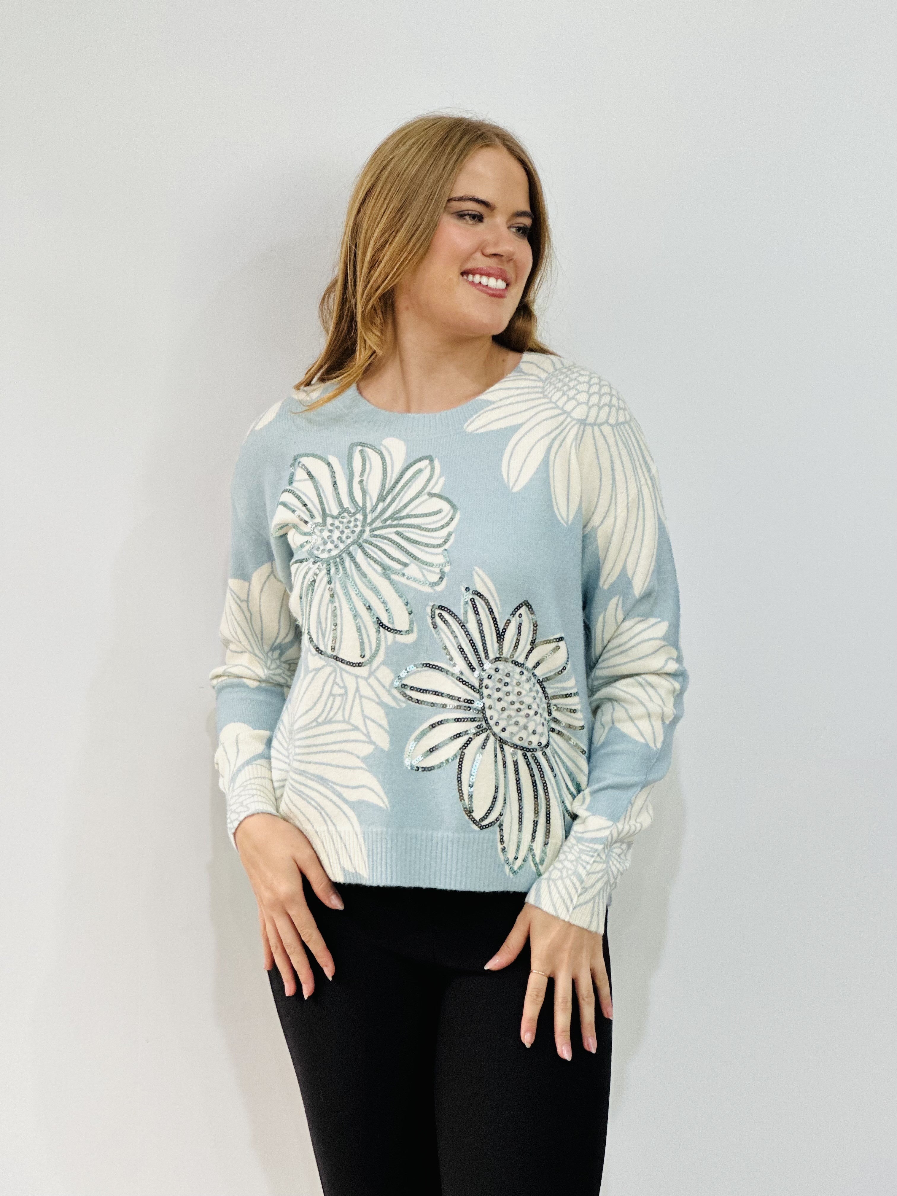 SEQUIN FLOWER KNIT