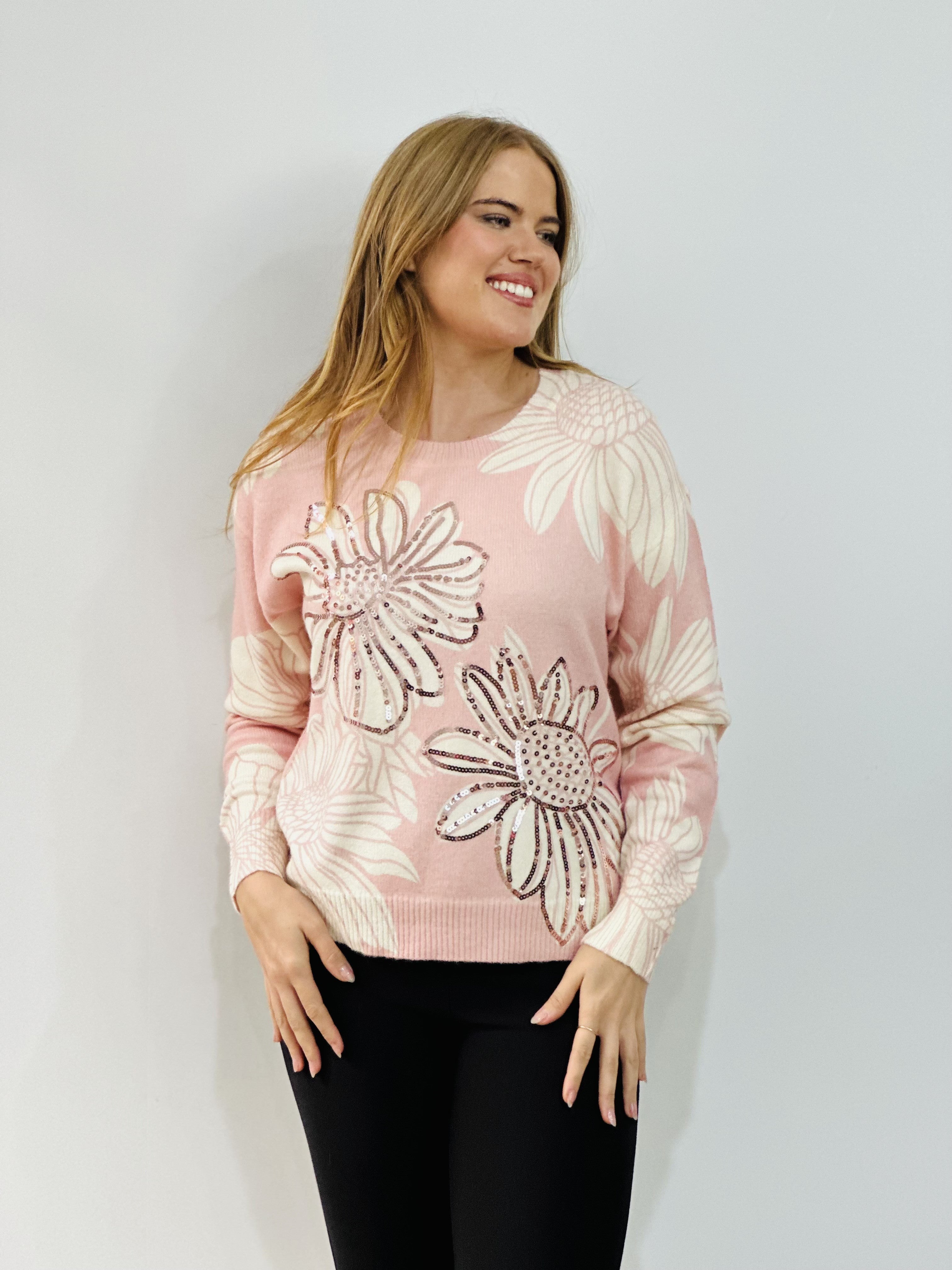 SEQUIN FLOWER KNIT