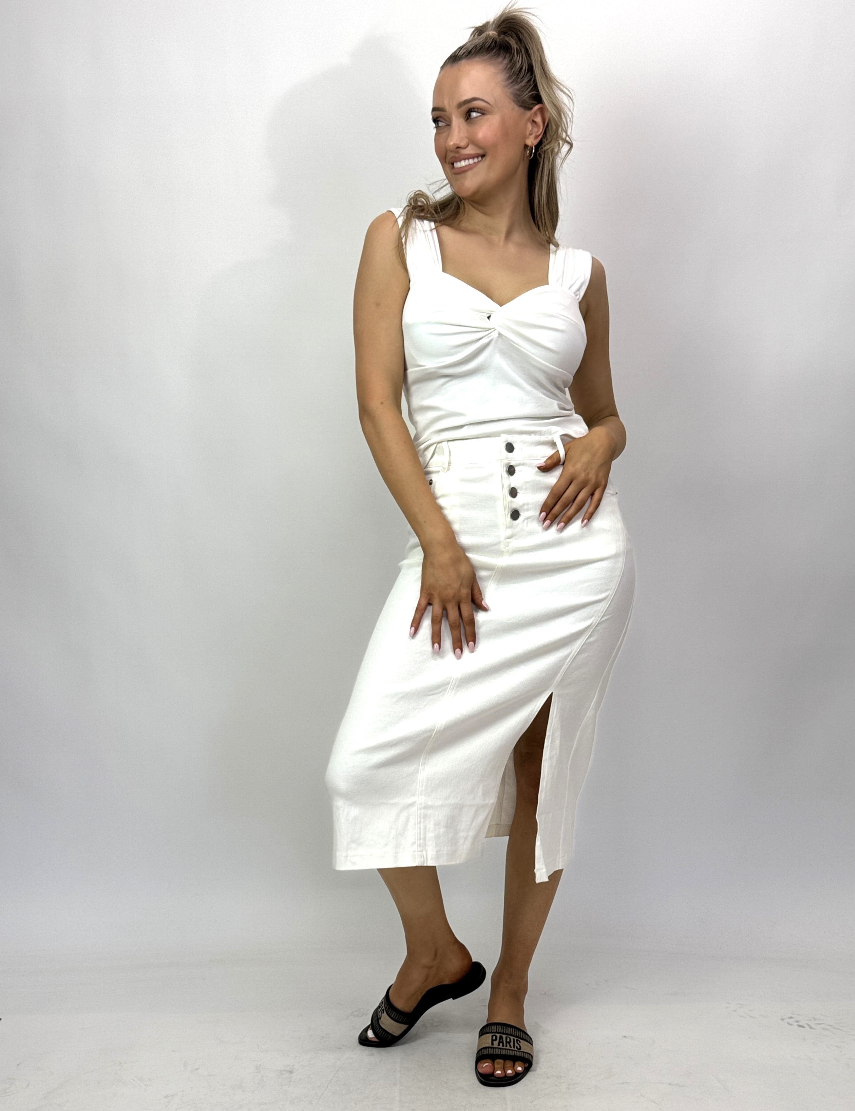 WHITE DENIM SKIRT