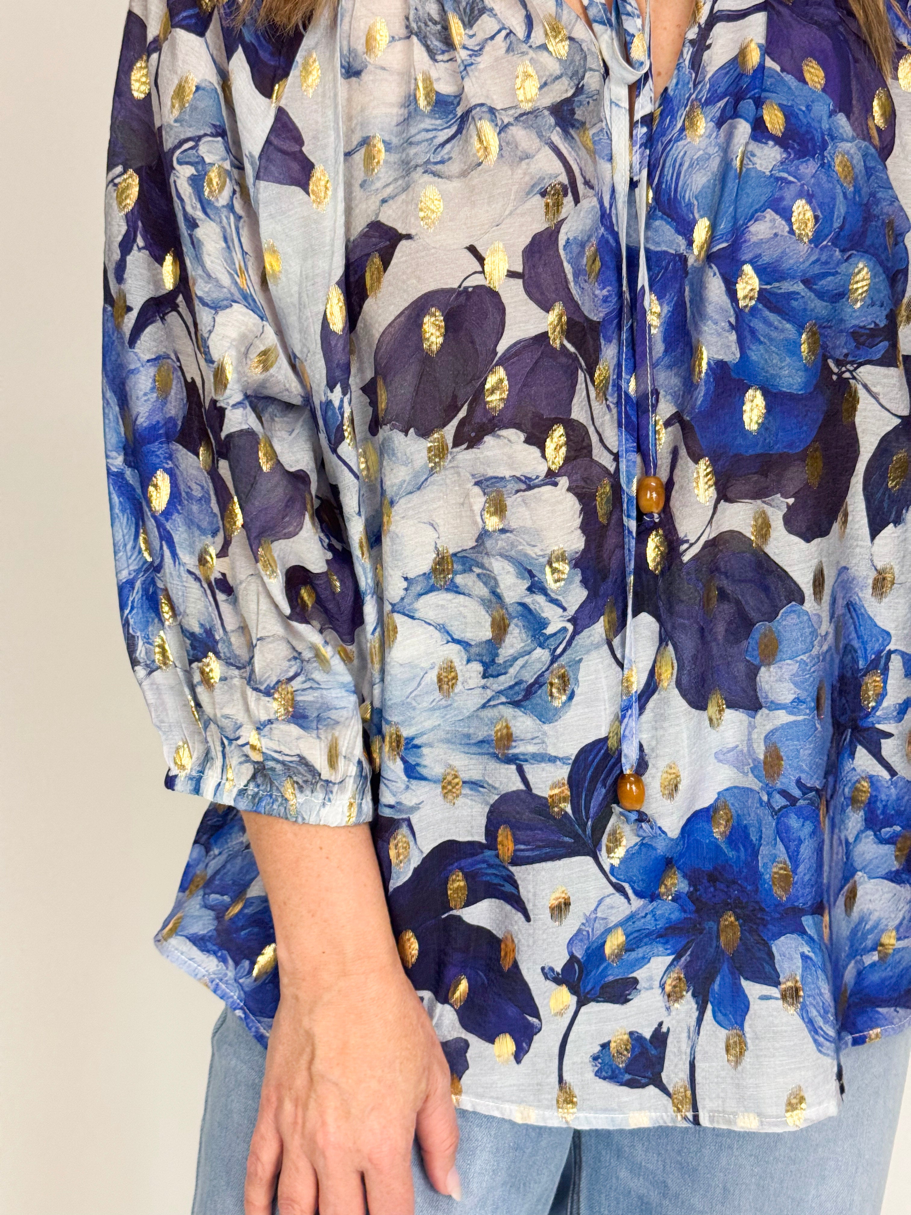 METALIC FLORAL SHIRT