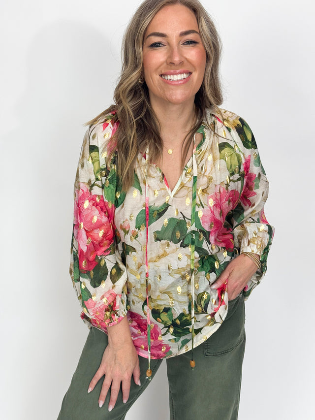 METALIC FLORAL SHIRT