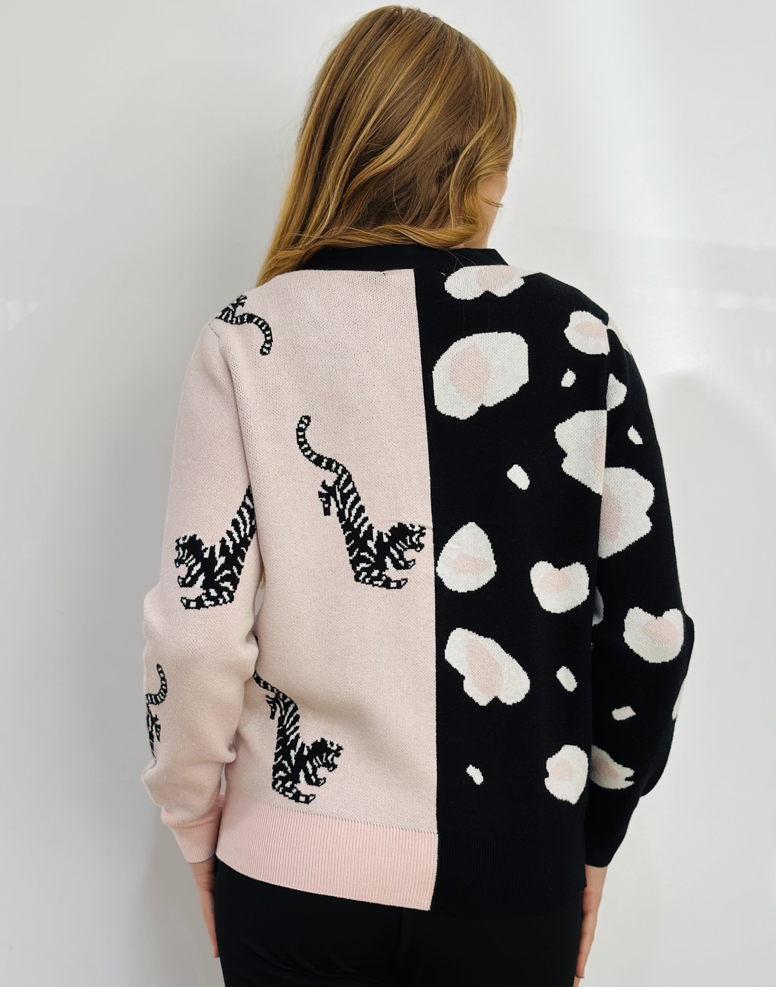 LEOPARD COLOUR BLOCK CARDIGAN