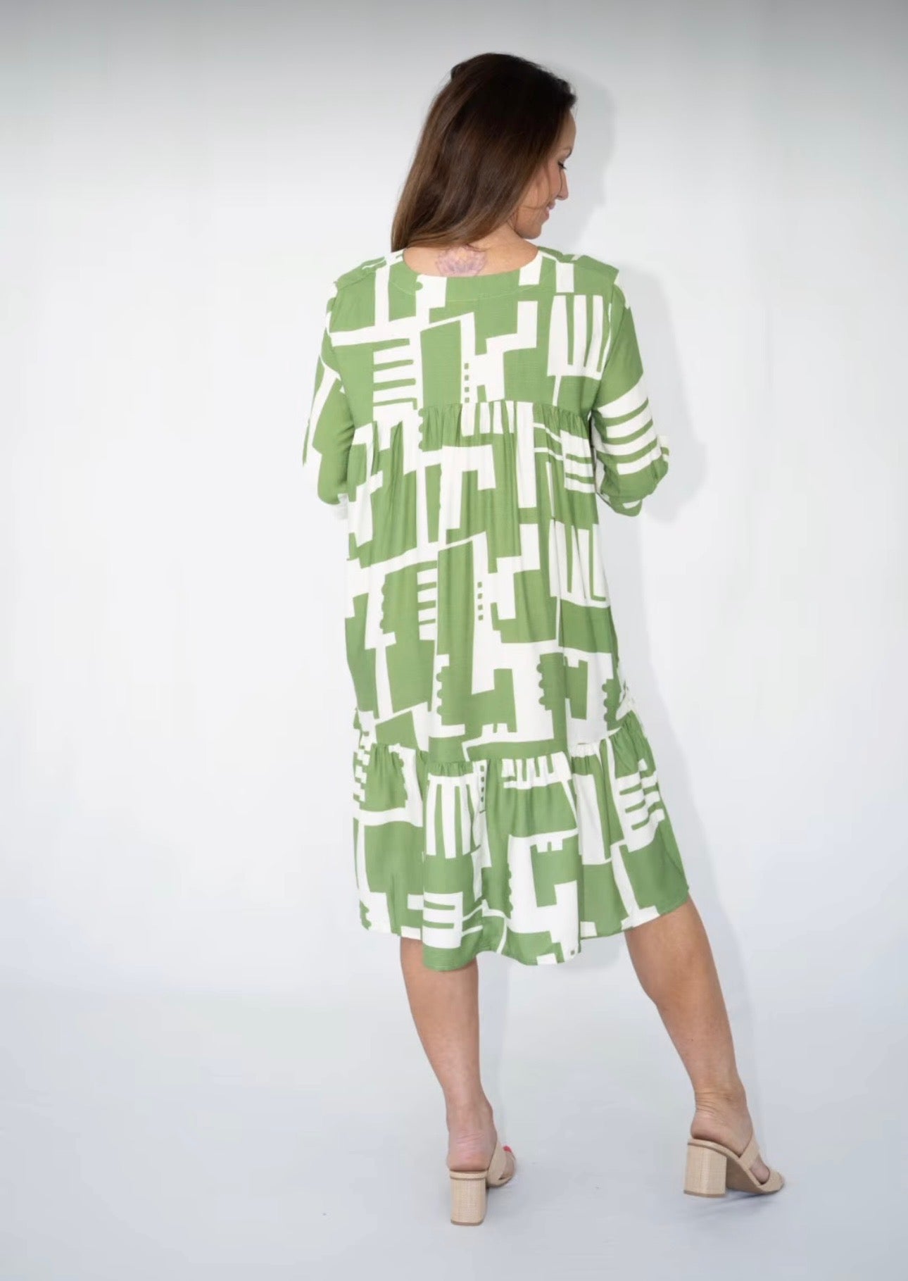 PUZZLE PIECE SMOCK DRESS