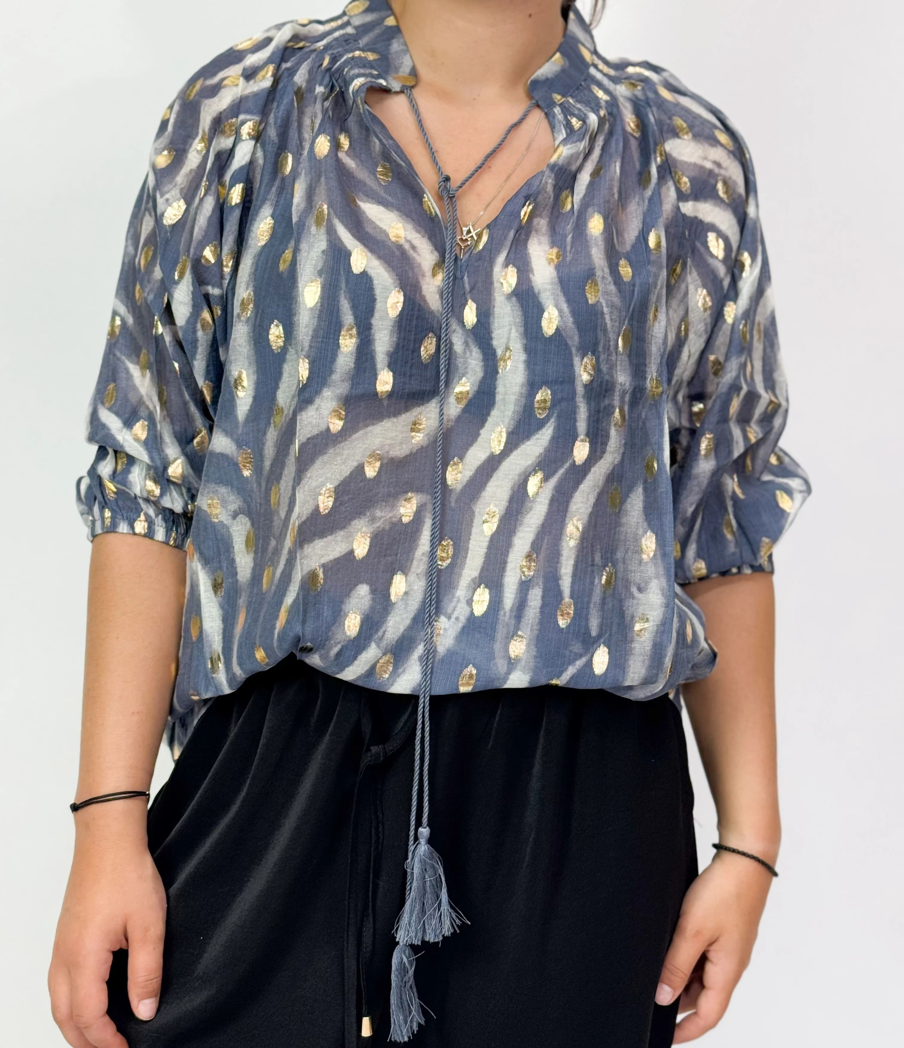 RELAXED FOIL BLOUSE