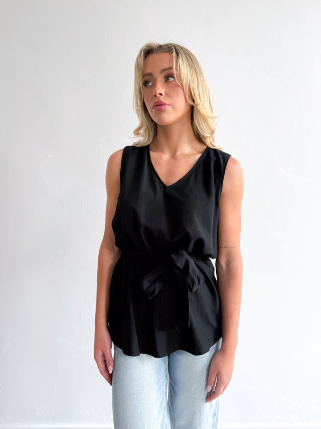 LINEN TIE BLOUSE