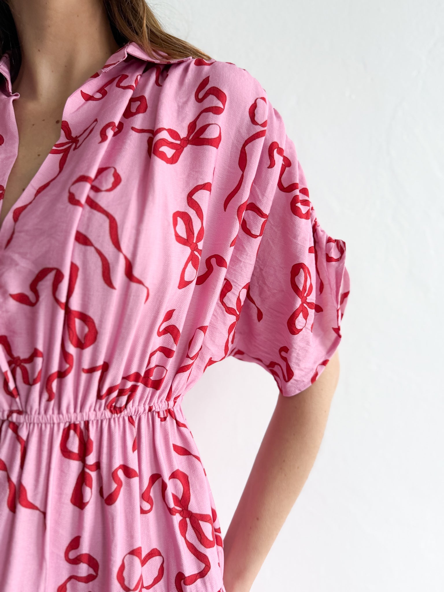 RIBBON PRINT MIDI DRESS