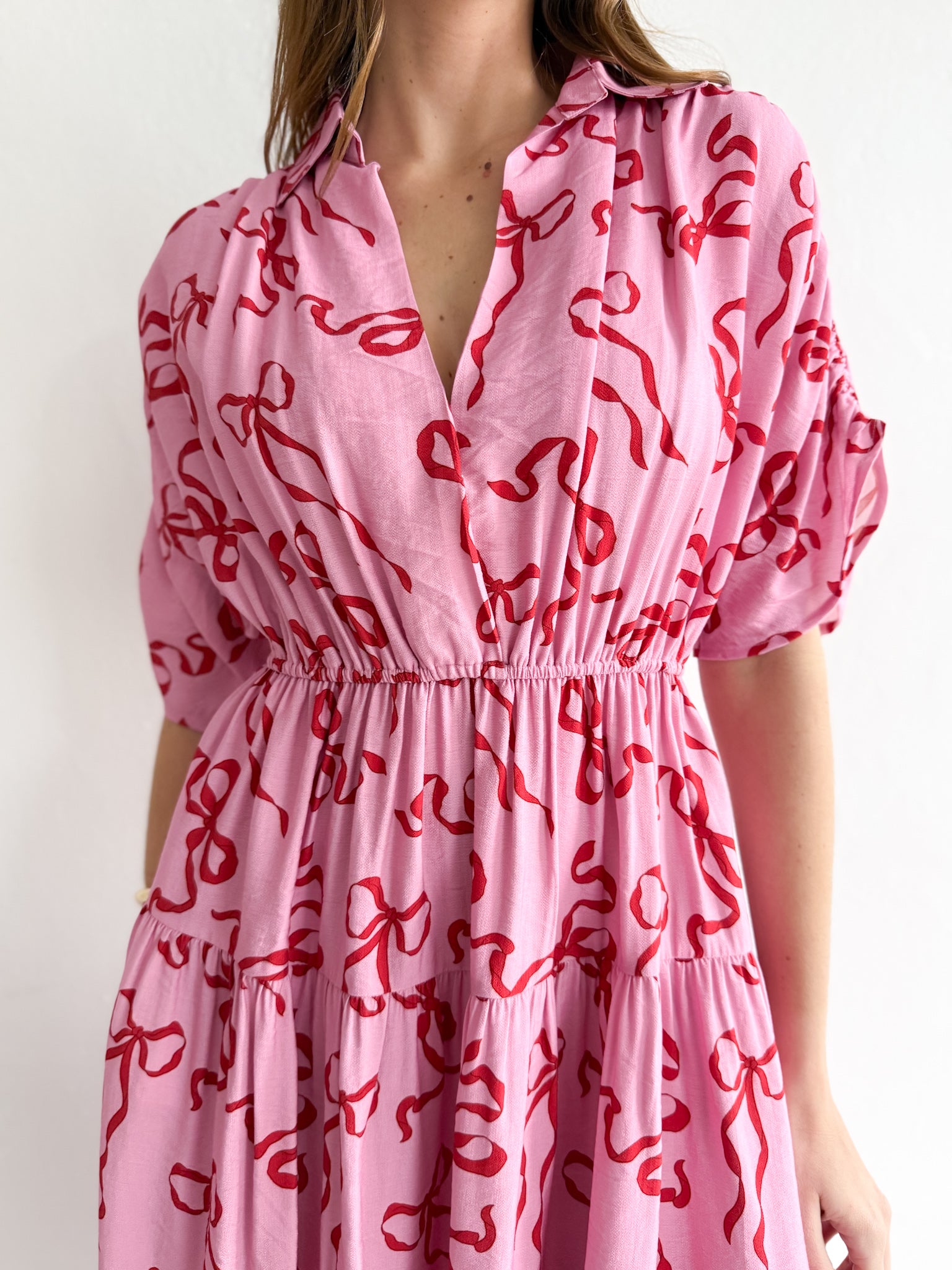 RIBBON PRINT MIDI DRESS