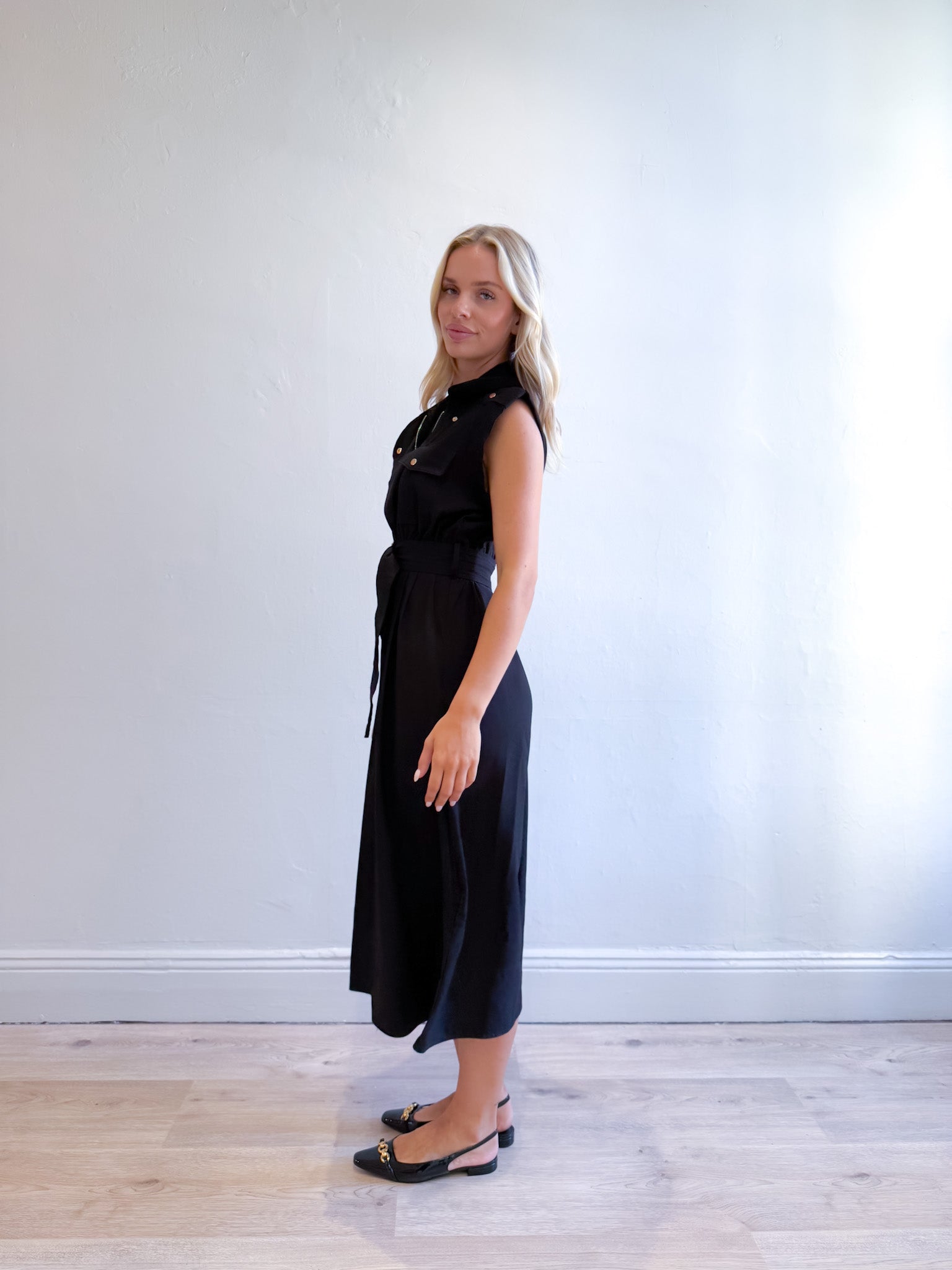 TRENCH BELTED MIDI DRESS