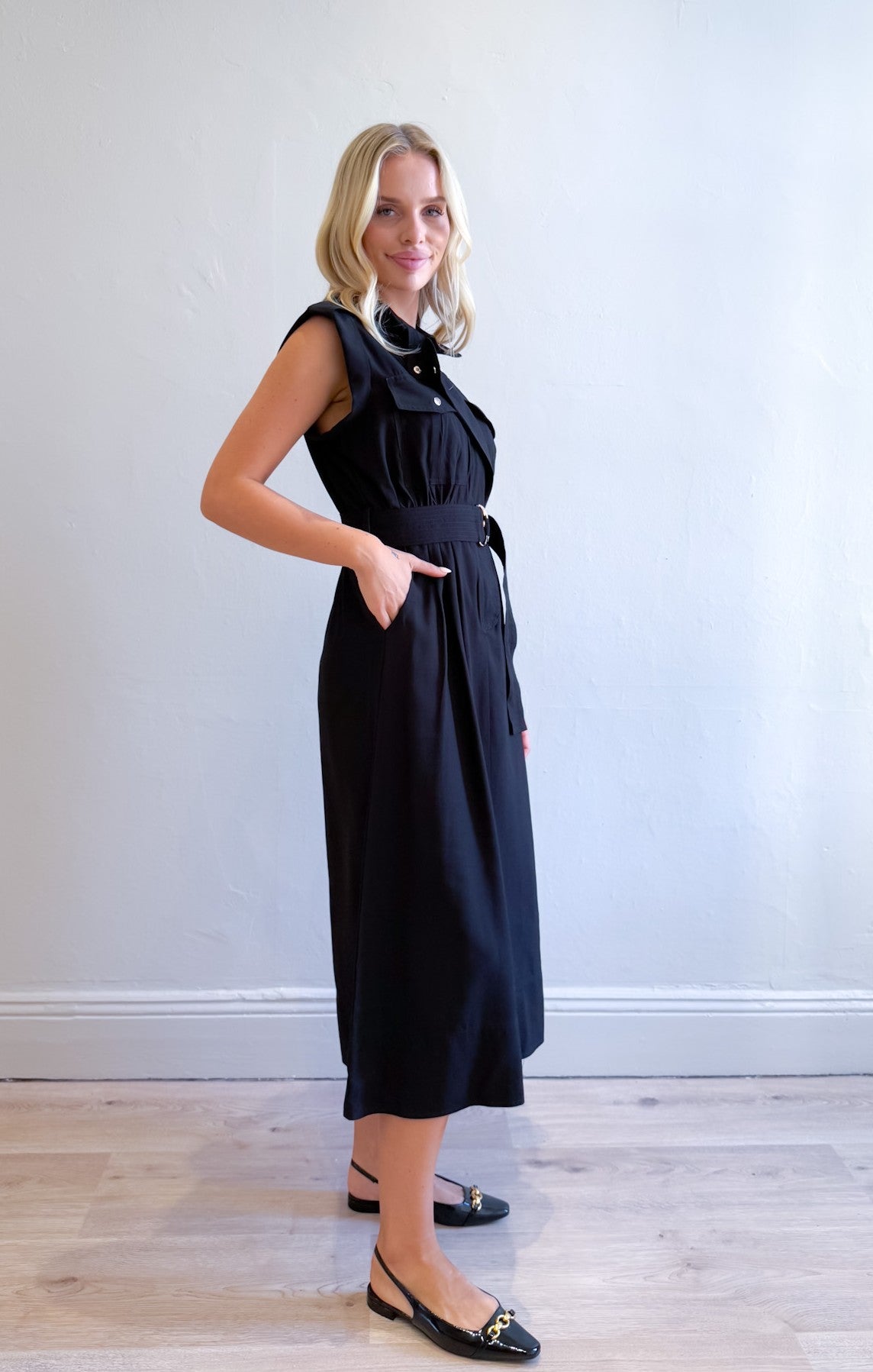 TRENCH BELTED MIDI DRESS