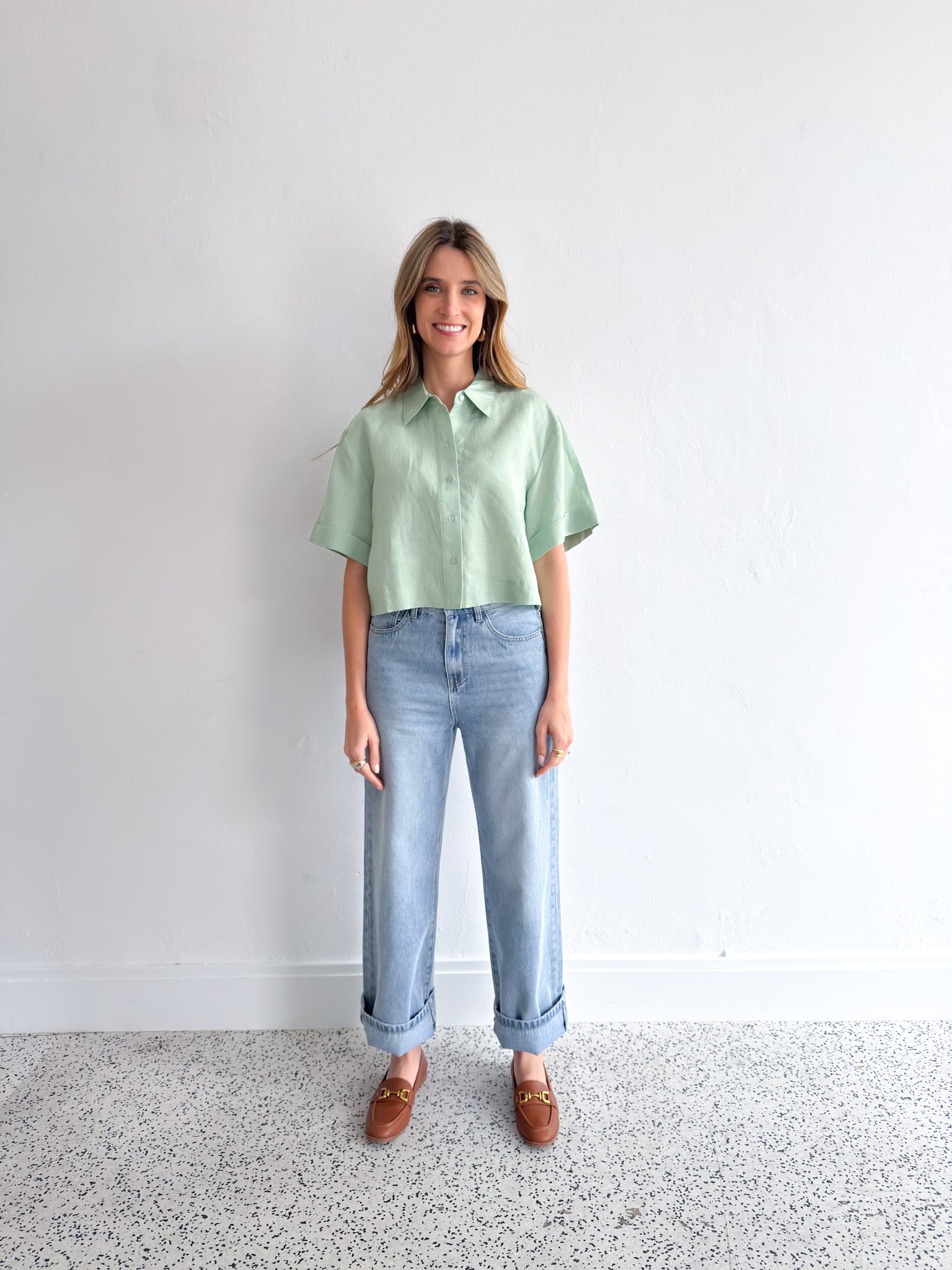 CROP LINEN SHIRT