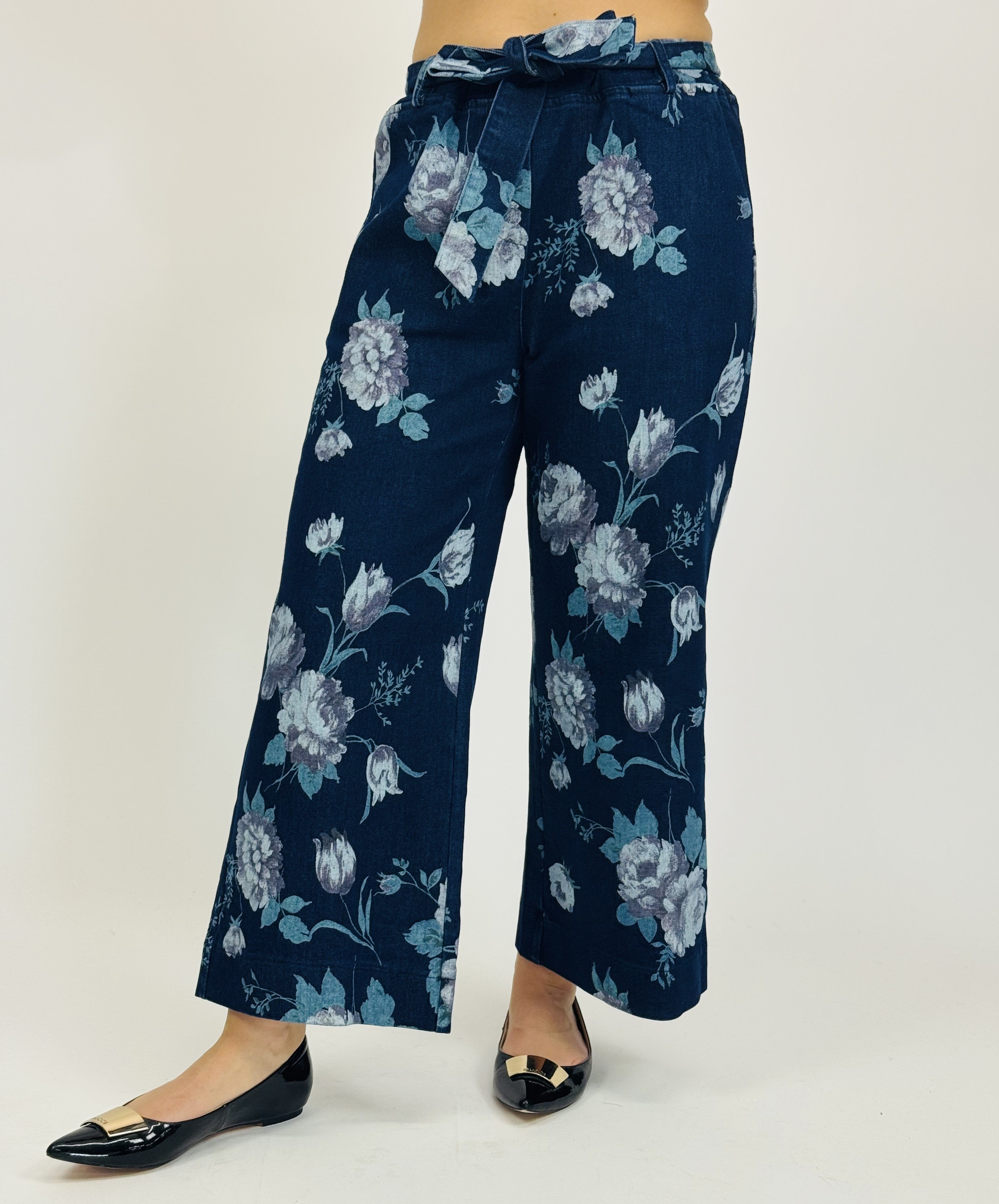 DENIM FLORAL PANT