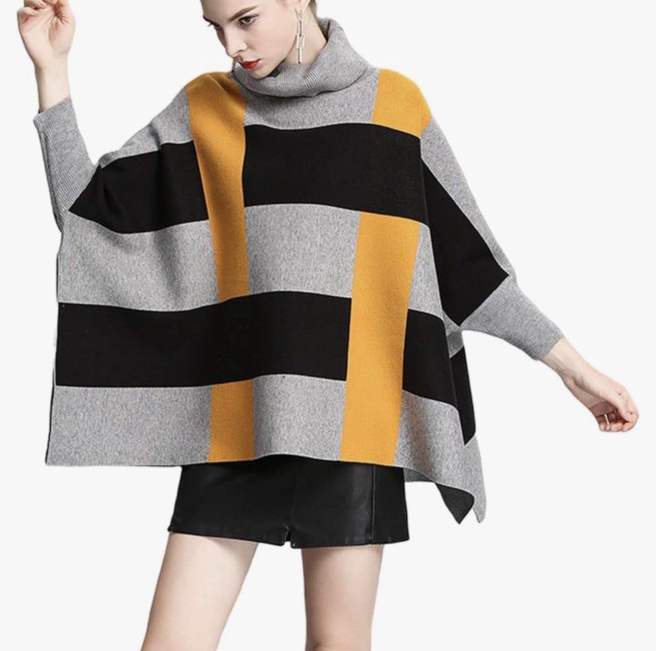 COLOUR BLOCK OVERSIZED PONCHO