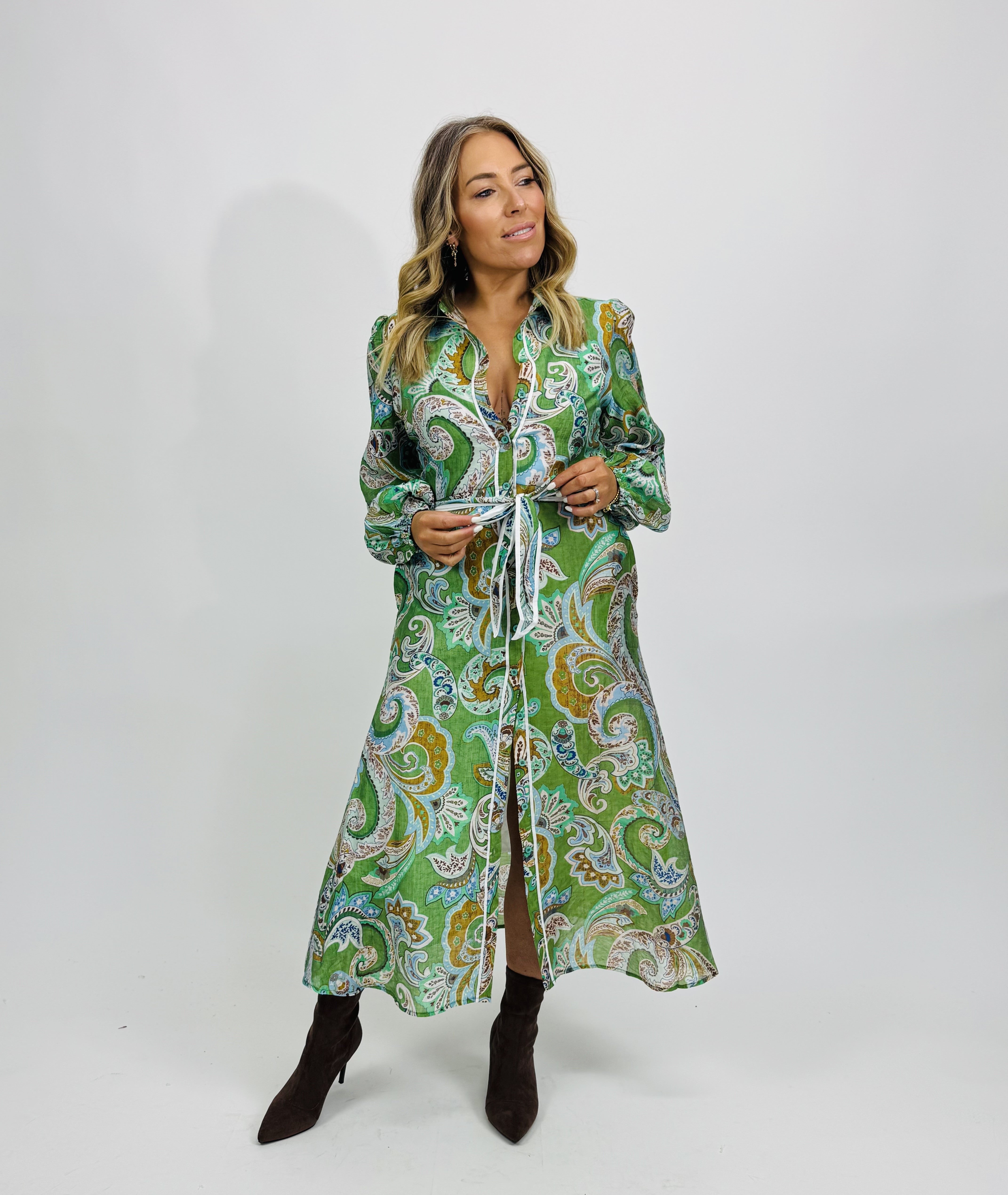 AVERY PAISLEY SHIRT DRESS