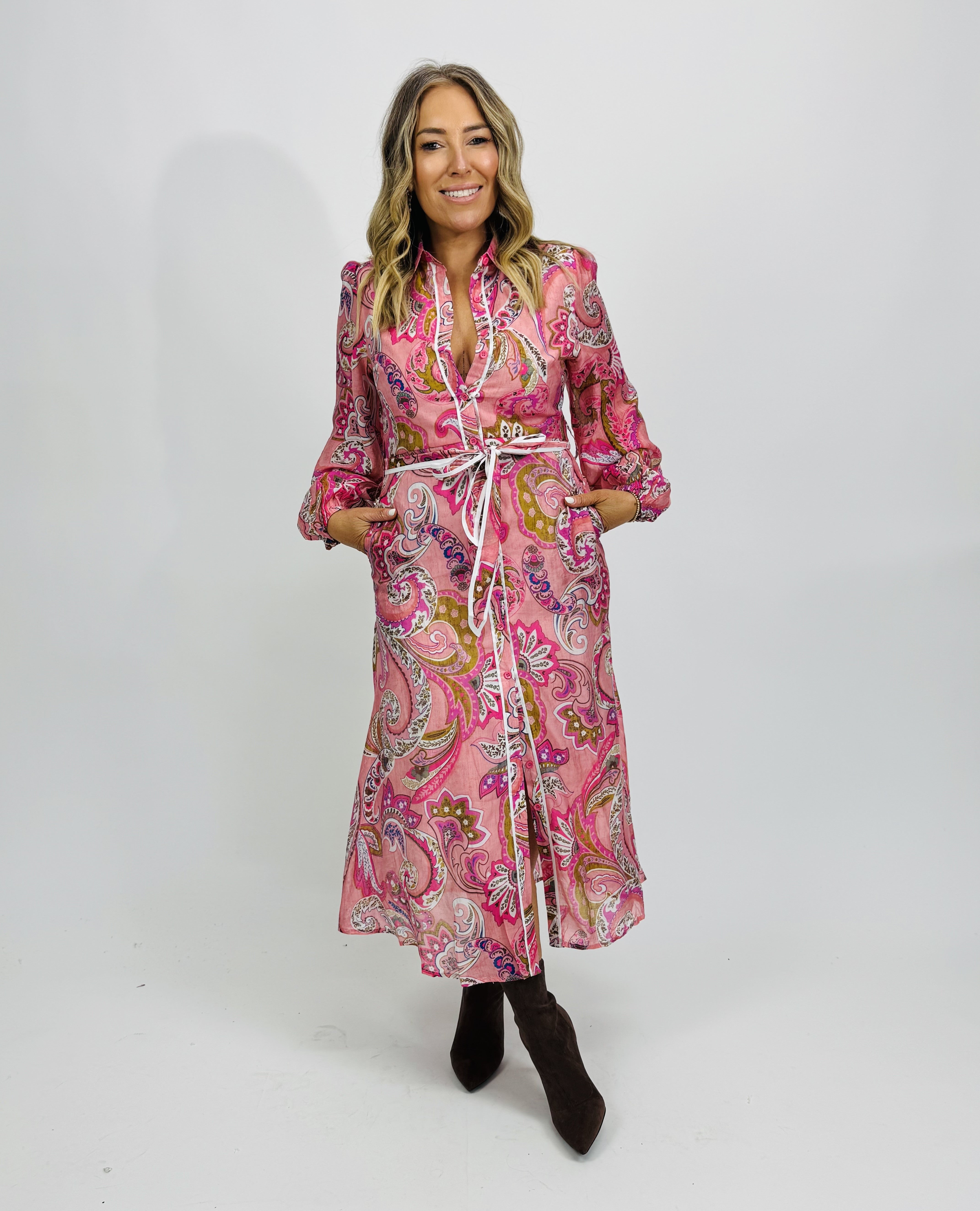 AVERY PAISLEY SHIRT DRESS